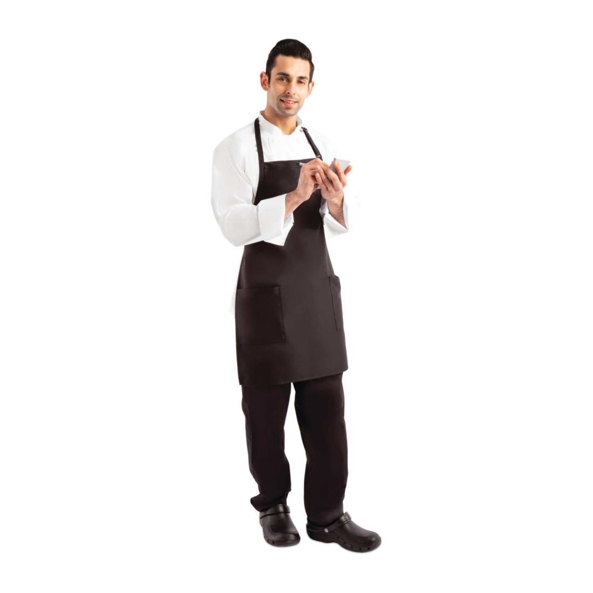 Picture of Chef Works Two Patch Pocket Bib Apron Black