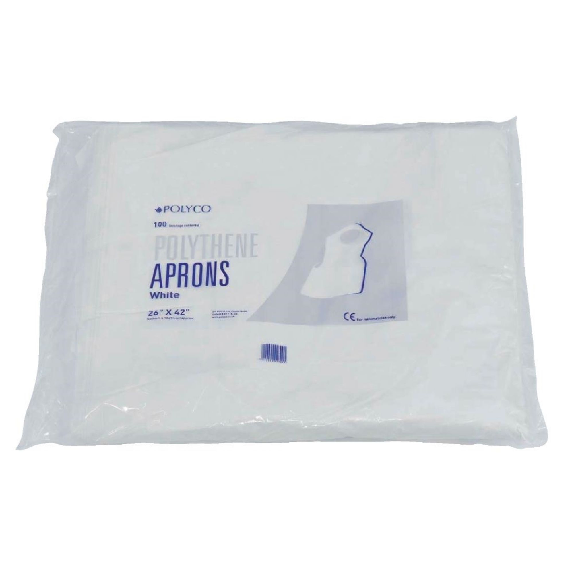 Picture of Disposable Polythene Bib Aprons White (Pack of 100)