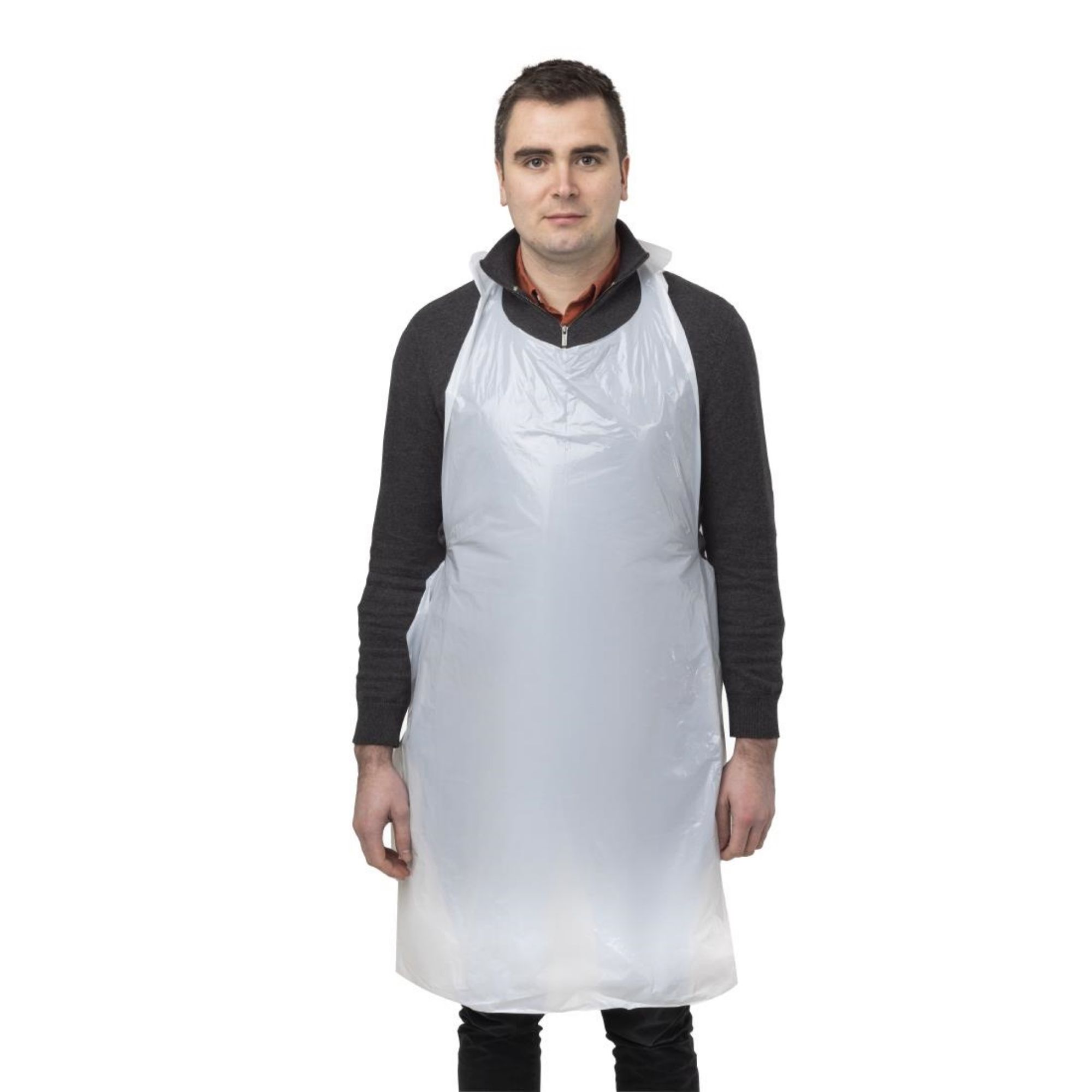 Picture of Disposable Polythene Bib Aprons White (Pack of 100)