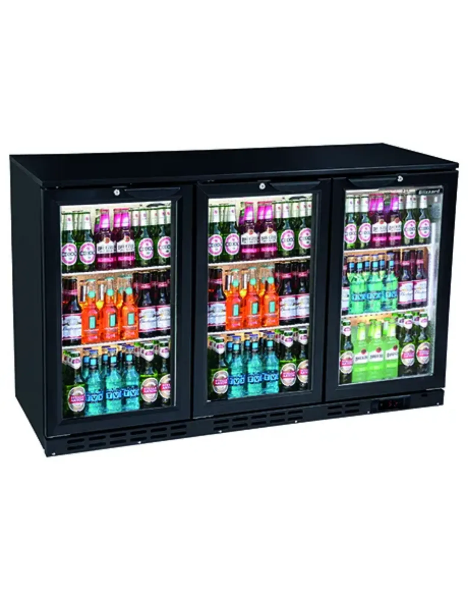 Picture of BLIZZARD Triple Hinged Glass Door Bottle Cooler Black BAR3