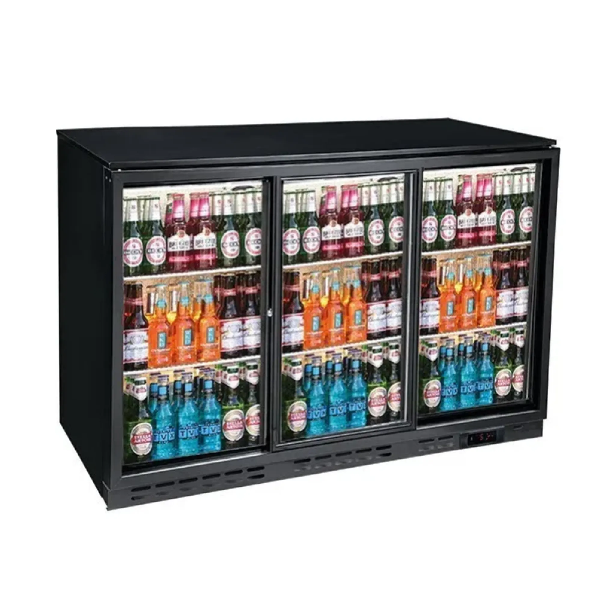Picture of BLIZZARD Triple Hinged Glass Door Bottle Cooler Black BAR3