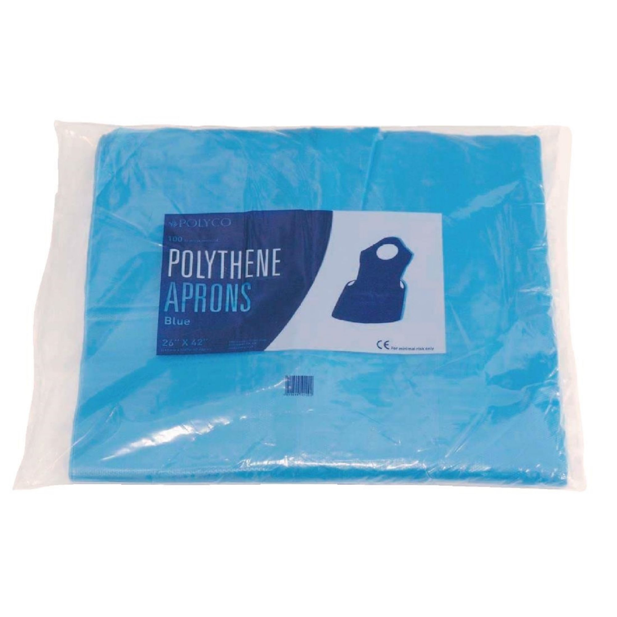 Picture of Disposable Polythene Bib Aprons Blue (Pack of 100)