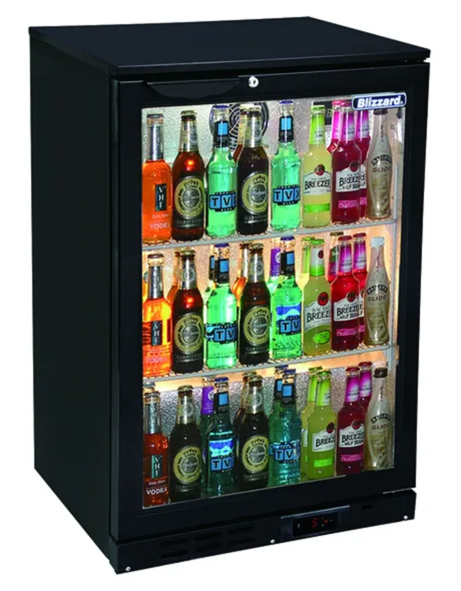 Picture of BLIZZARD Single Hinged Glass Door Bottle Cooler Black BAR1