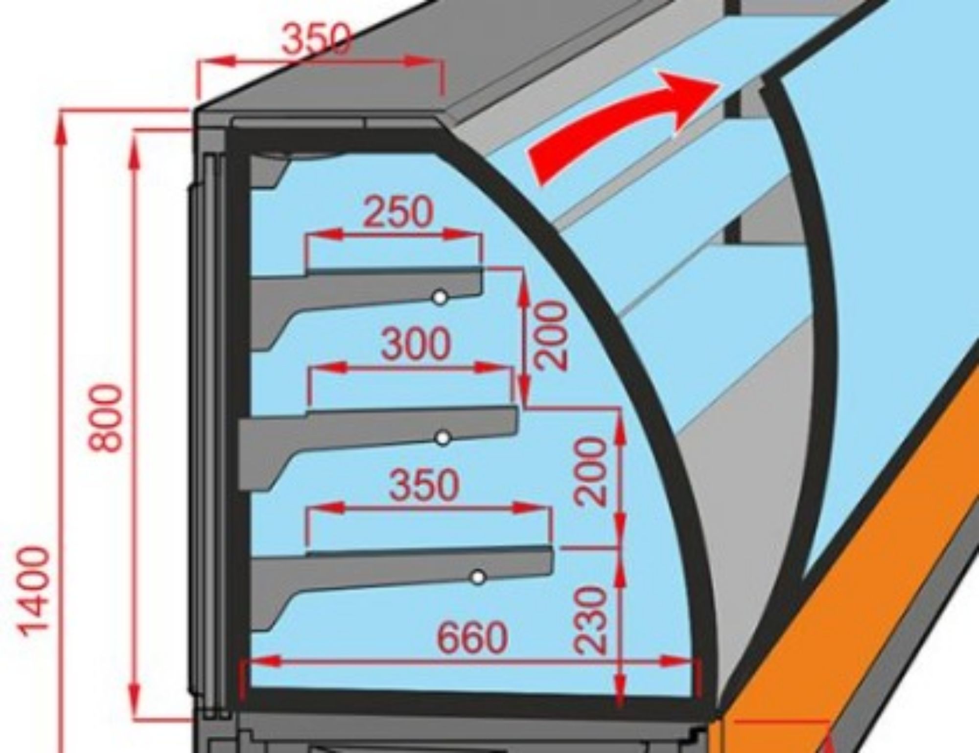 Picture of Sterling Pro EVO180-BLACK Patisserie Counter 1.8m / 2.88mm2 Deck