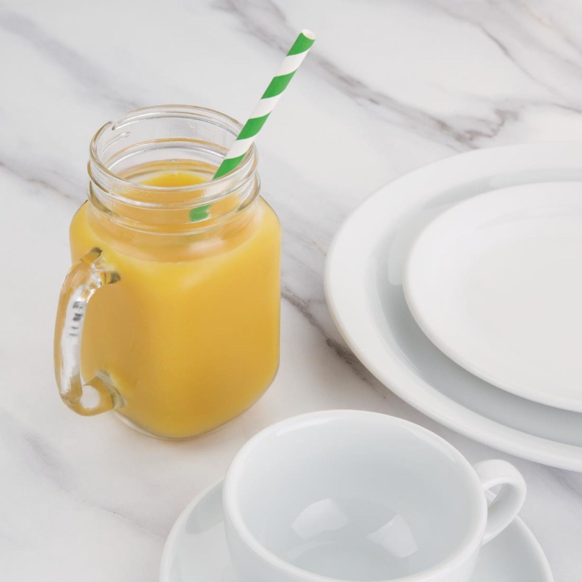 Picture of Fiesta Compostable Paper Straws Green Stripes (Pack of 250)