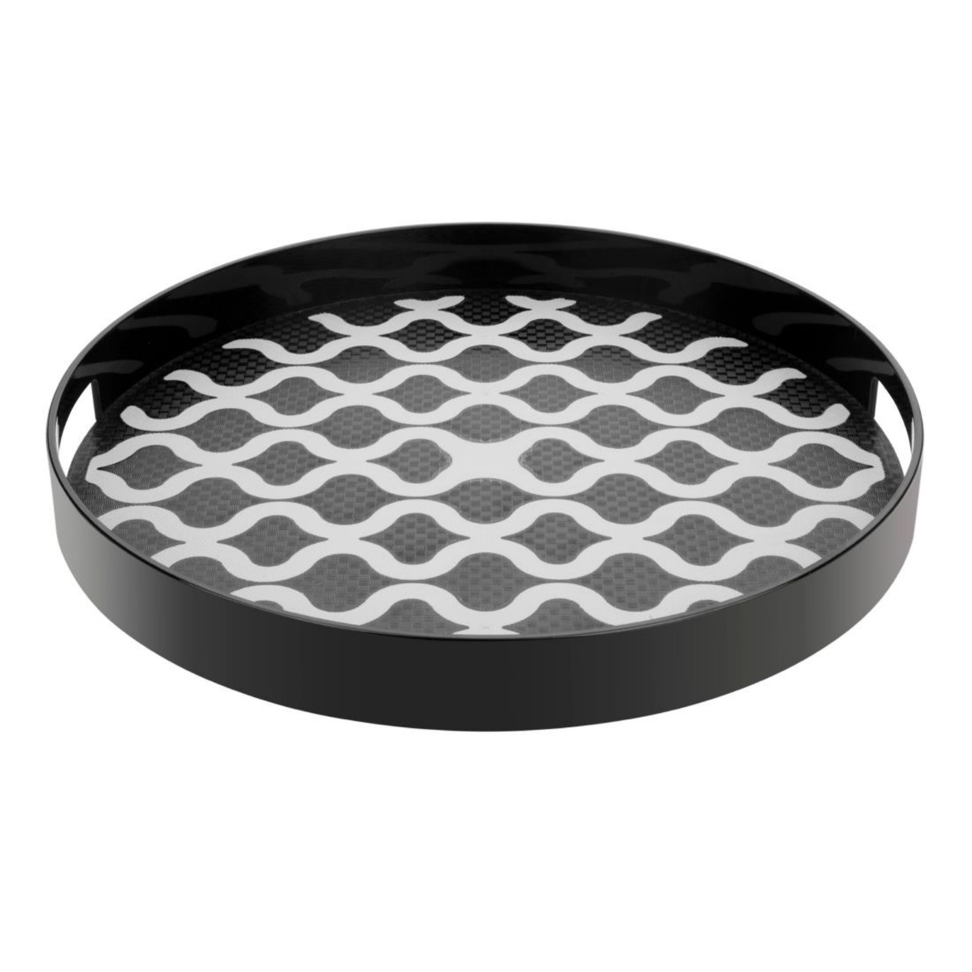 Picture of Olympia Kristallon Polycarbonate Round Non Slip Tray with Handles 355mm - DP665
