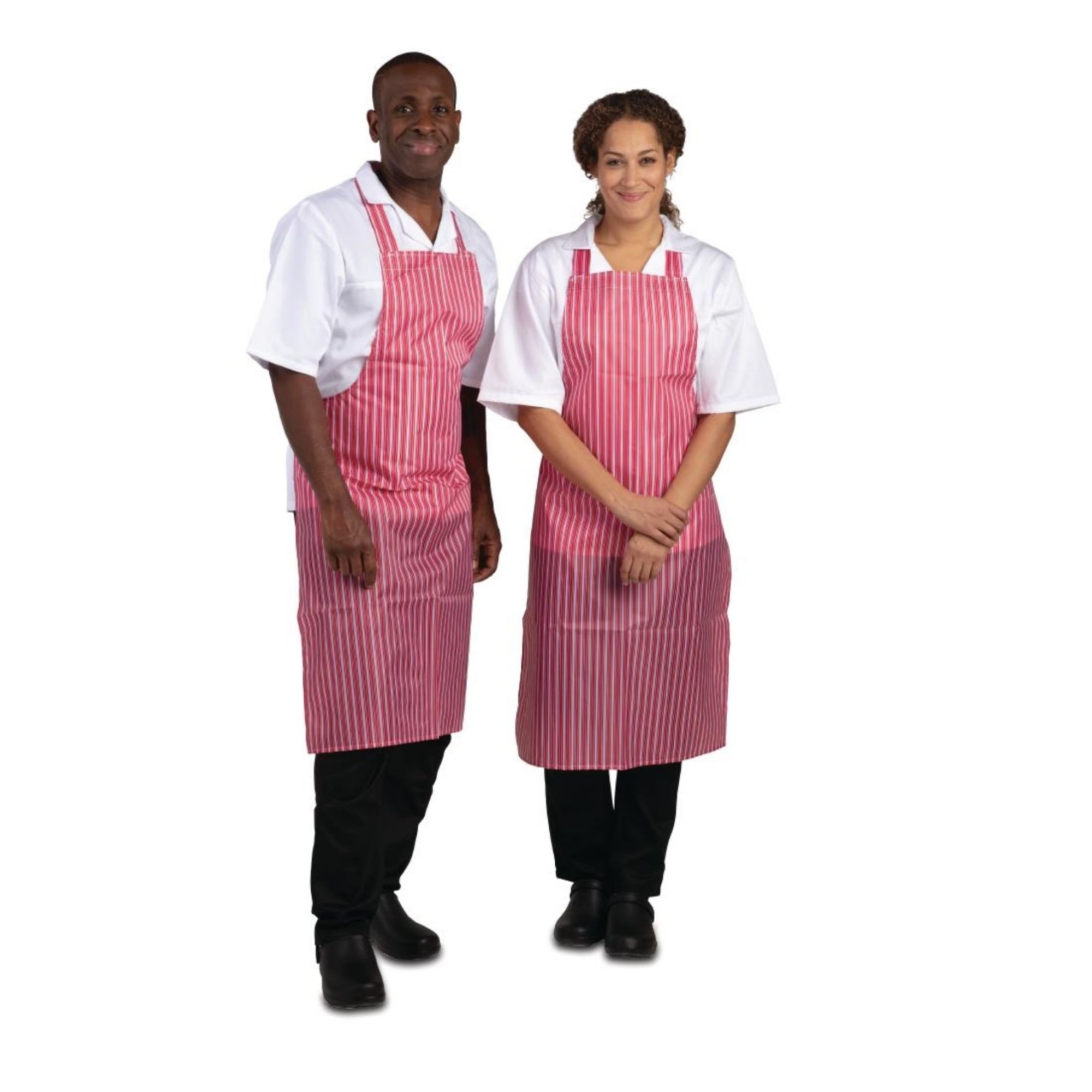 Picture of Whites Water Resistant Bib Apron Red And White Stripe