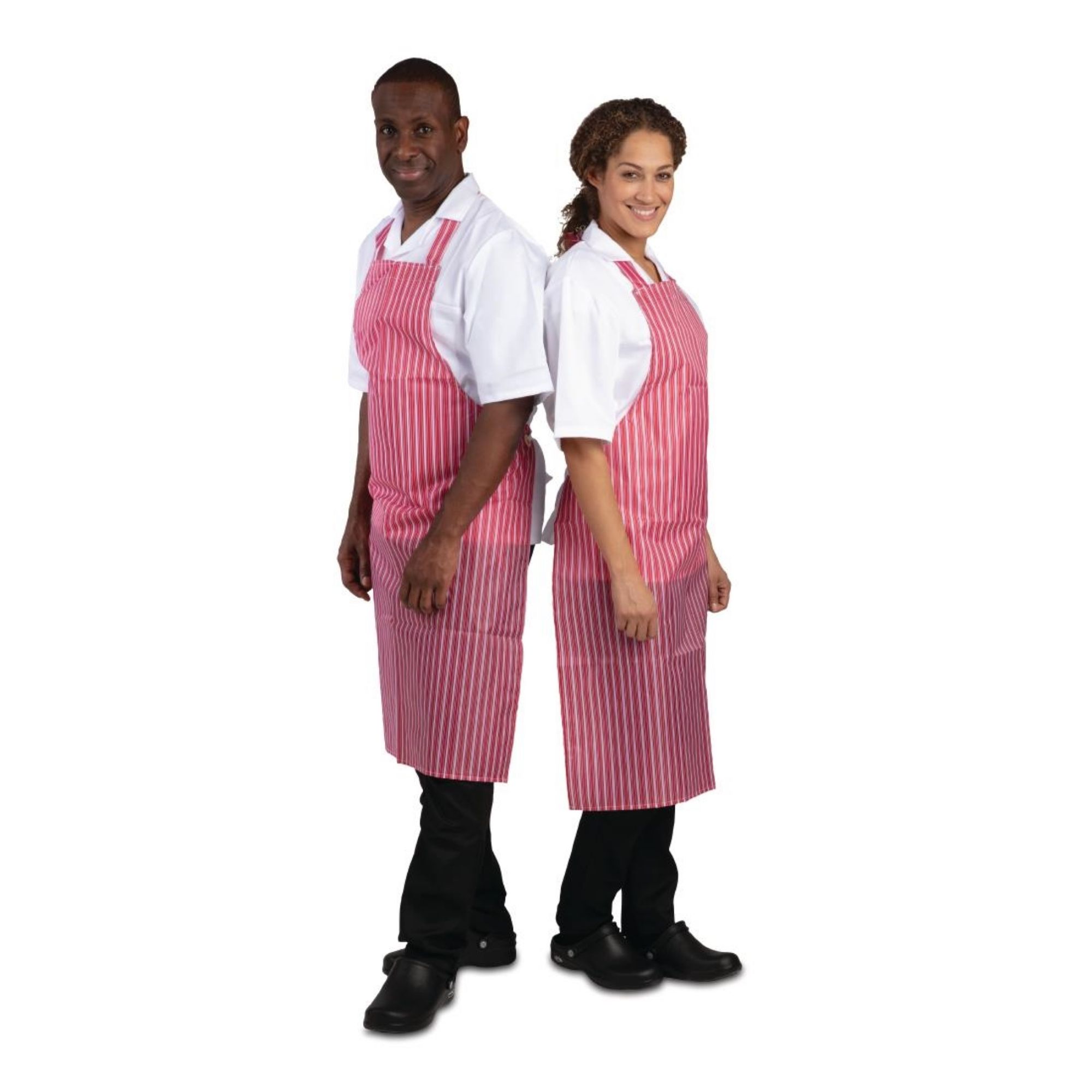 Picture of Whites Water Resistant Bib Apron Red And White Stripe