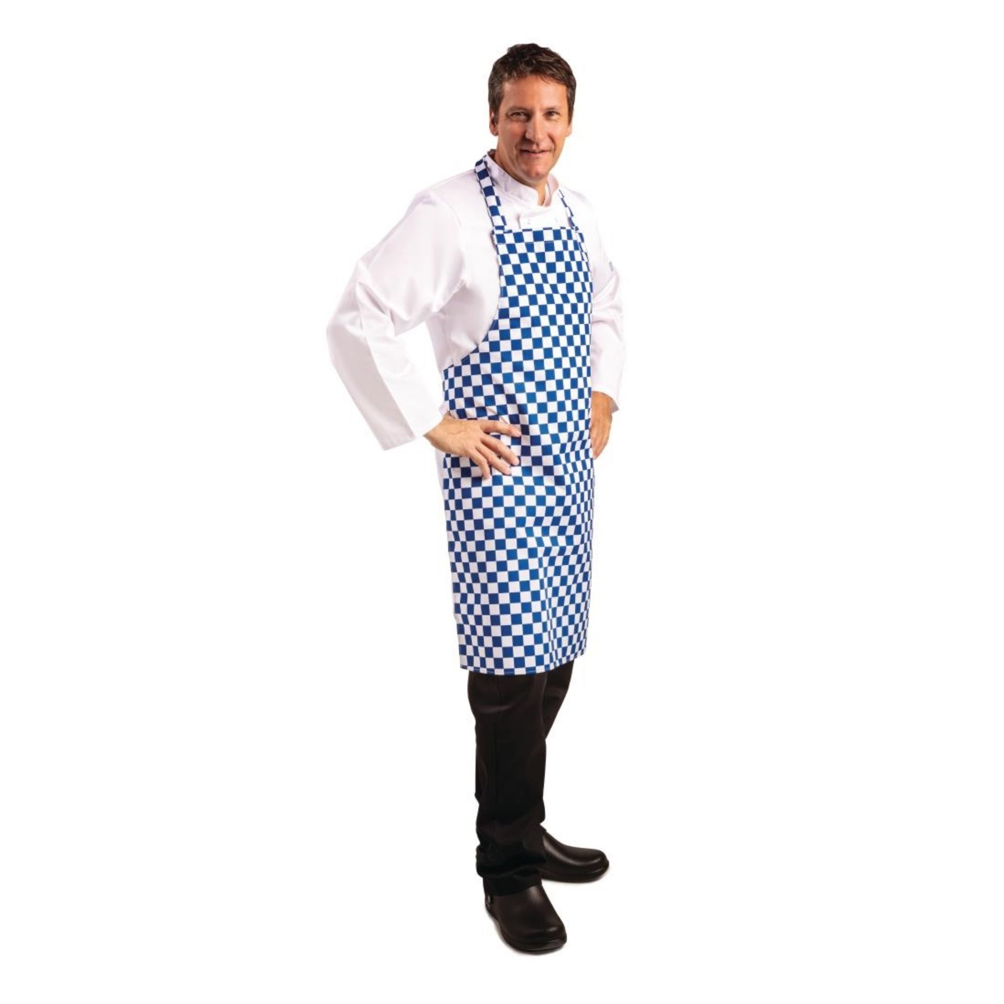 Picture of Whites Bib Apron Blue And White Check