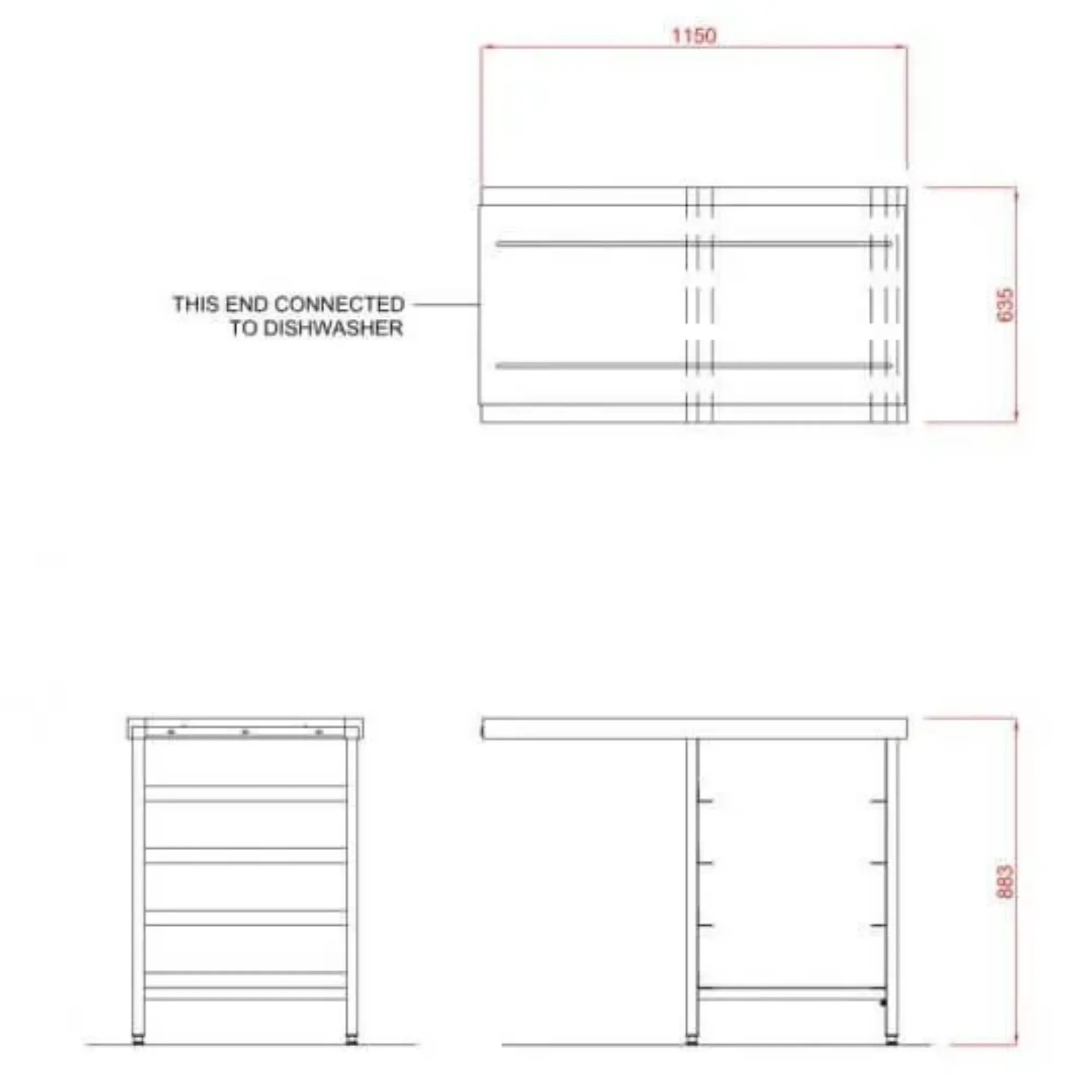 Picture of Hobart SCR1150 Outlet Single Rack Table - SCR1150