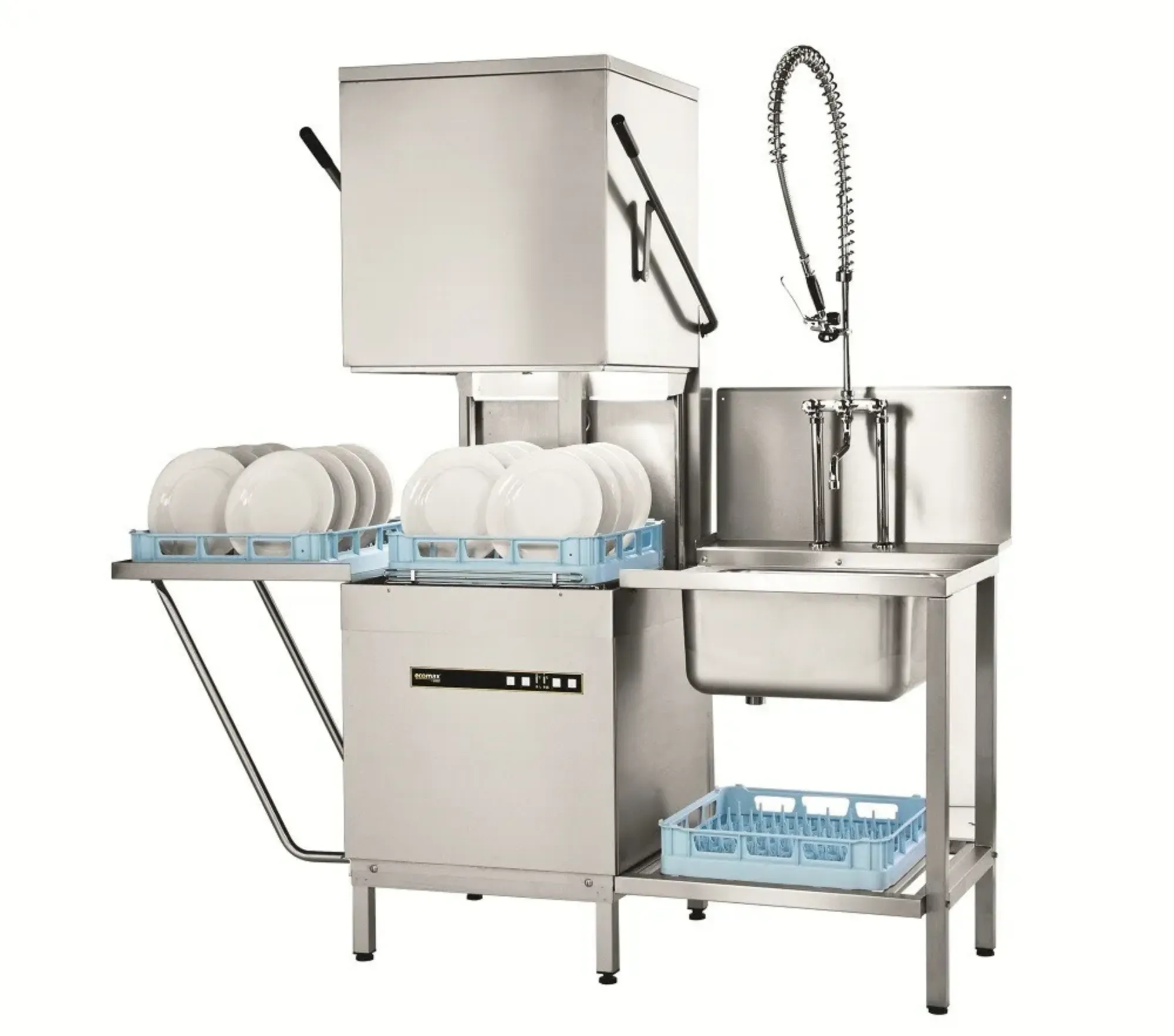 Picture of Hobart Ecomax H604SW-12B Hood / Passthrough Dishwasher WRAS Approved, with Water Softener - H604SW-12B
