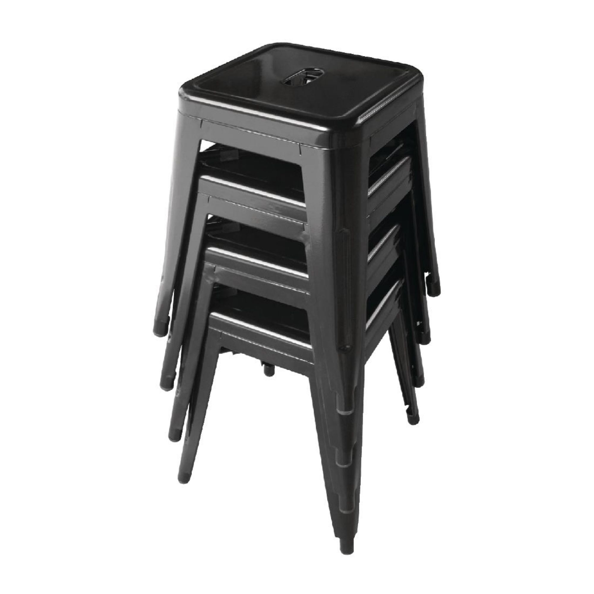 Picture of Bolero Bistro Steel Low Stool Black (Pack Of 4)