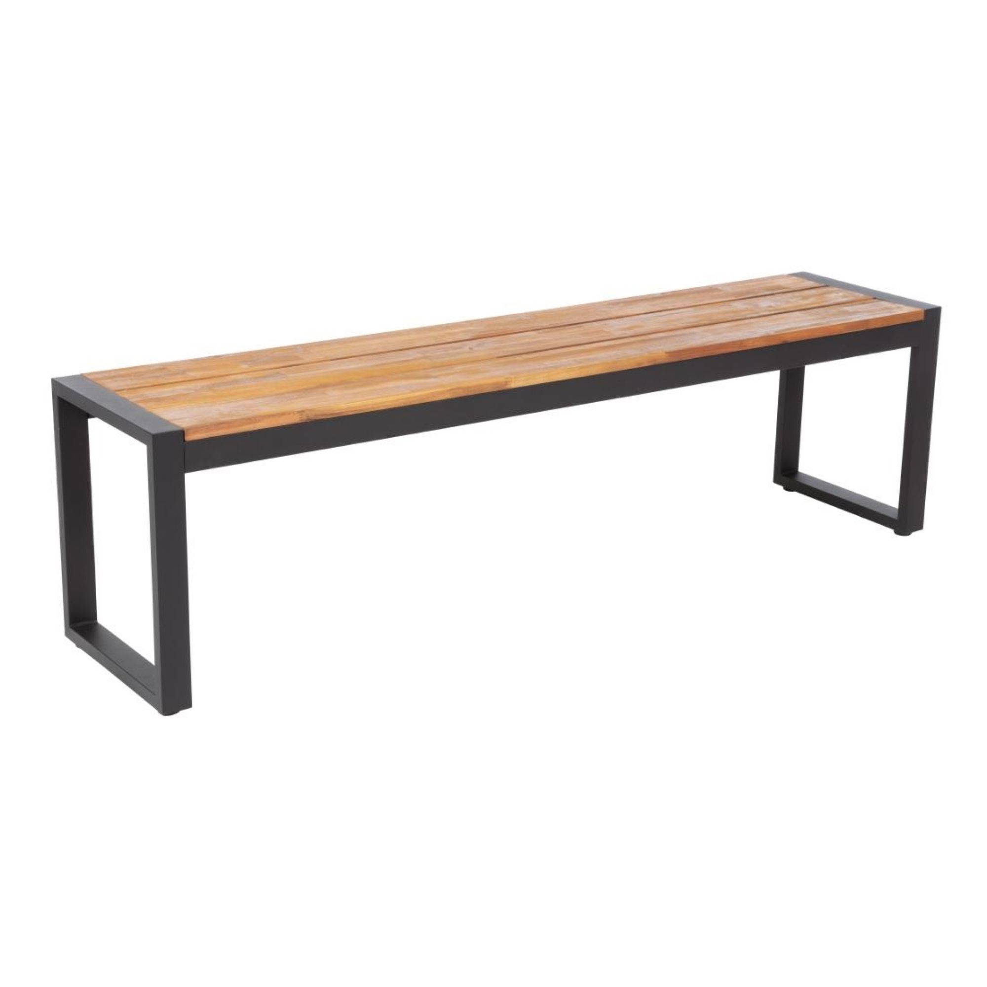 Picture of Bolero Acacia Wood and Steel Industrial Benches 1600mm (Pack of 2)