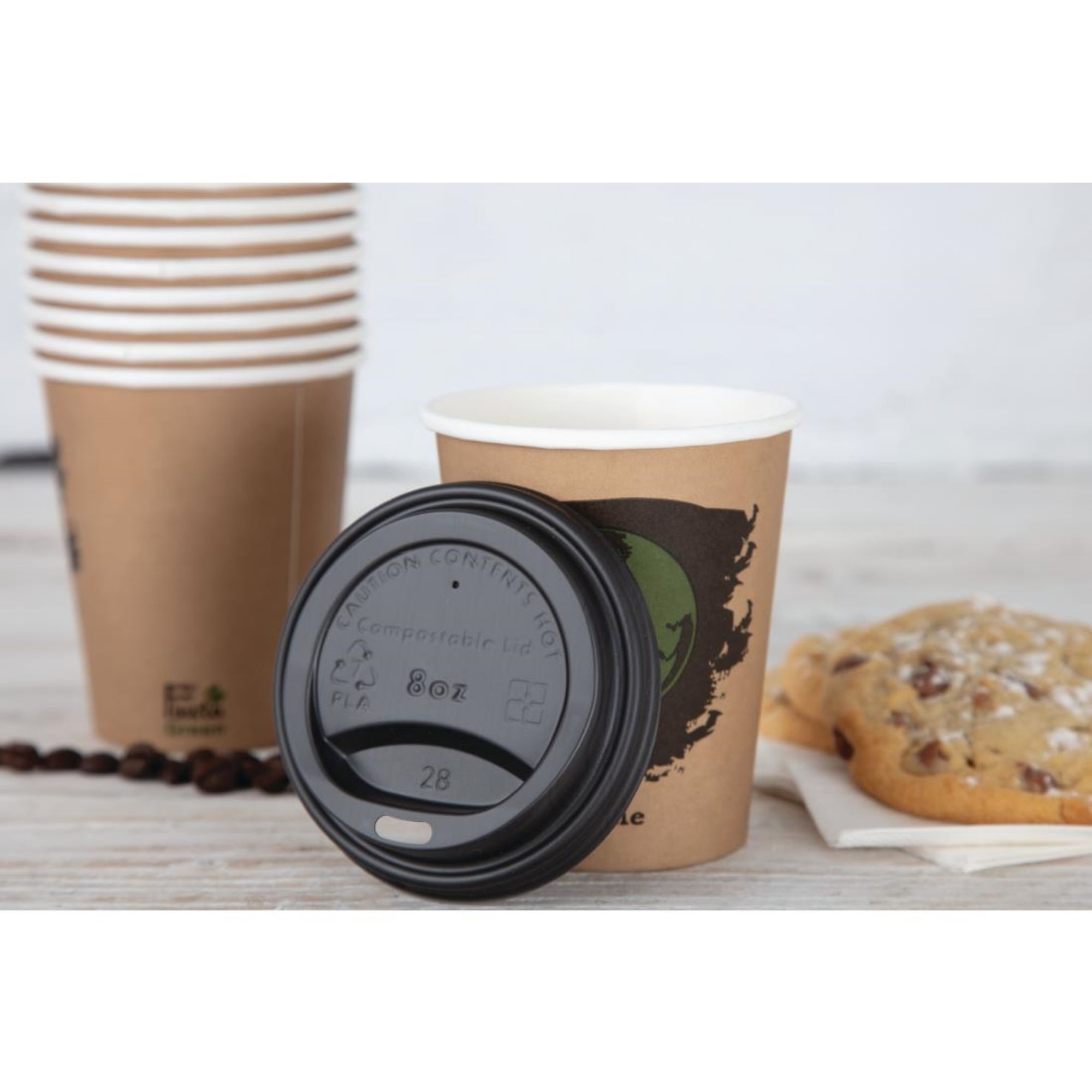 Picture of Fiesta Compostable Coffee Cup Lids 225ml / 8oz (Pack of 1000)