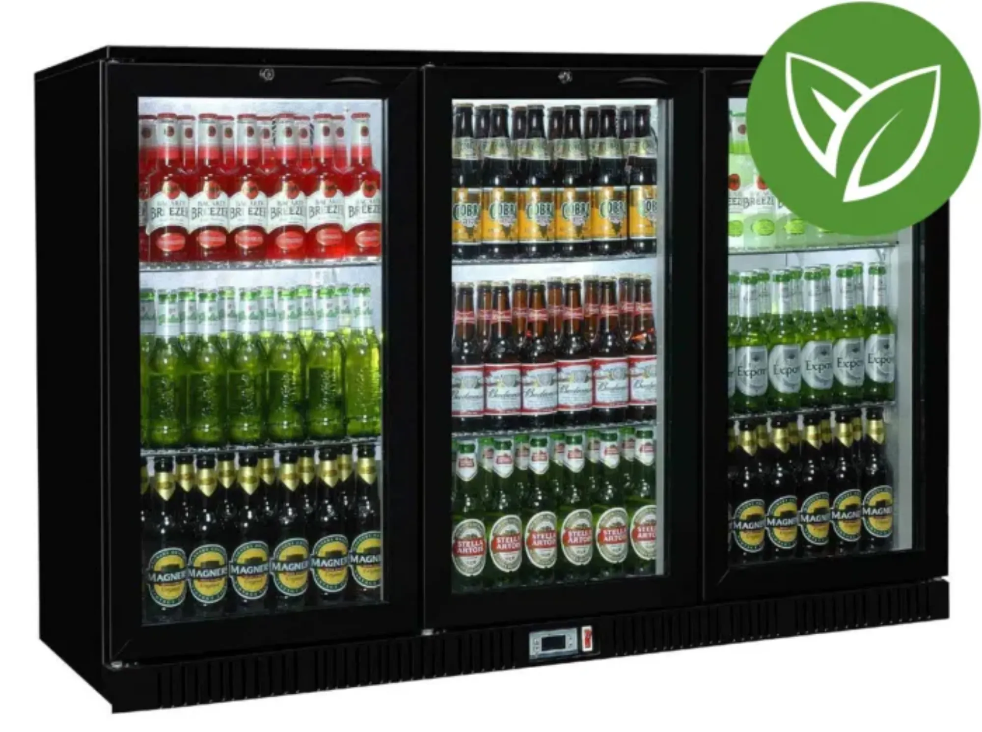 Picture of Sterling Pro Green SP3HC-BH Black Triple Door Hinged Bottle Cooler 300 Ltrs / 274 Bottles - SP3HC-BH