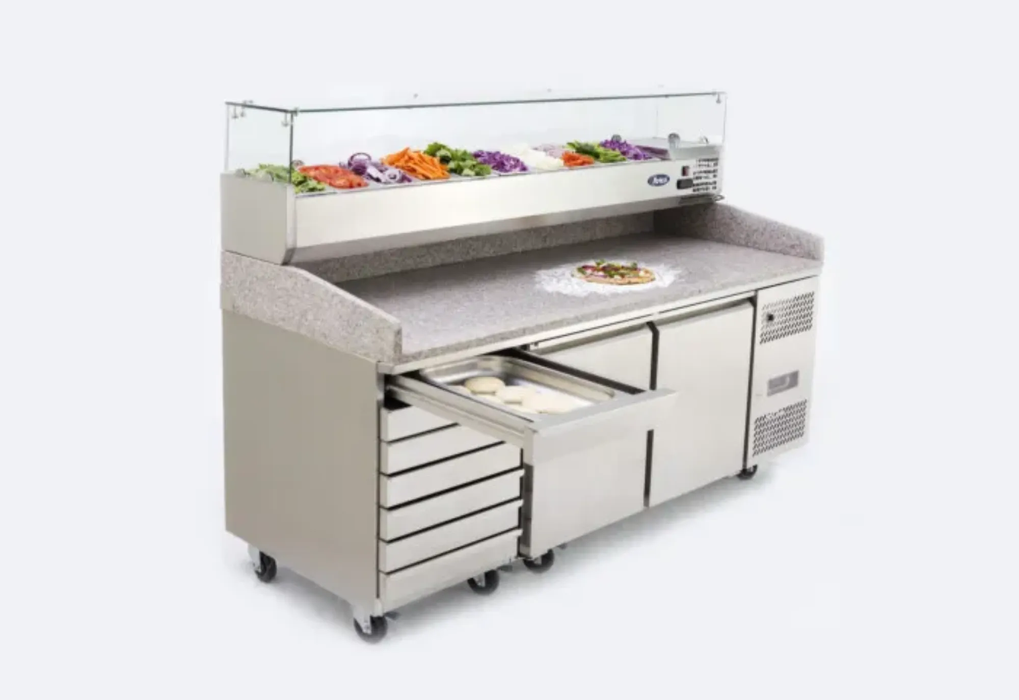 Picture of Atosa EPF3480GR Two Door + 7 Drawer Salad Prep Counter Table 250 Litres - EPF3480GR