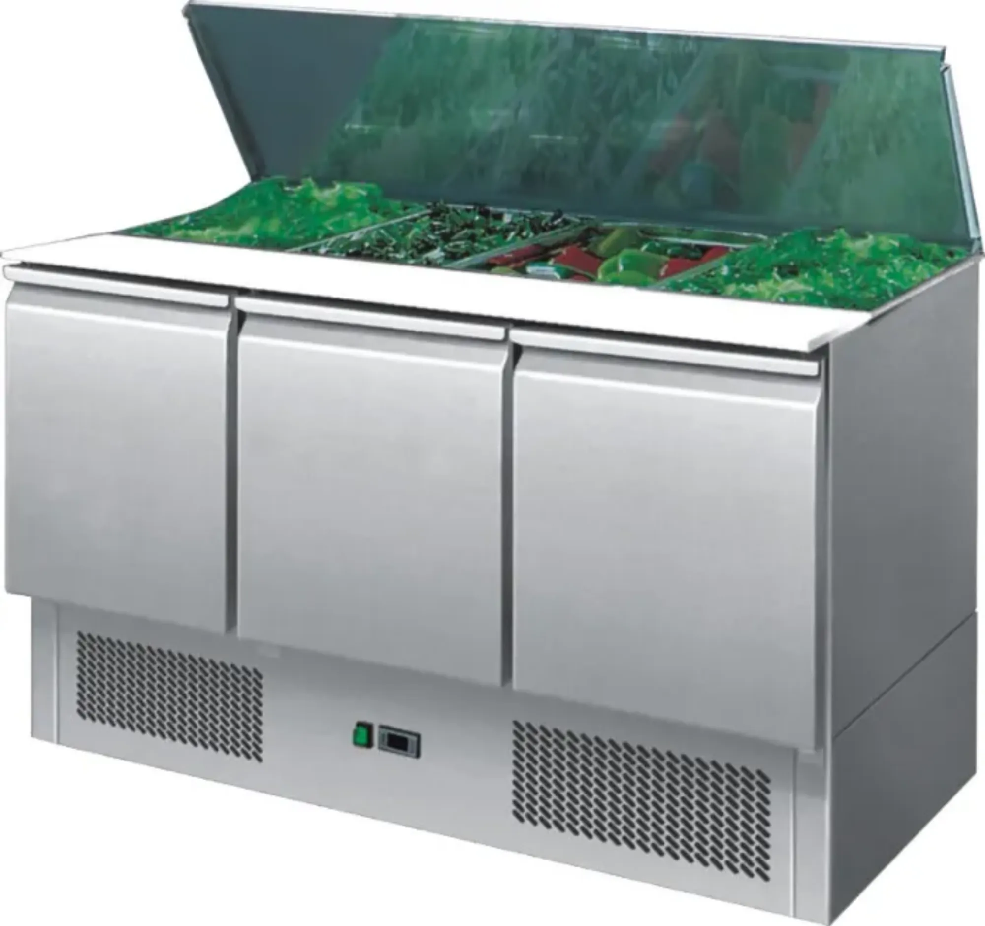 Picture of Ice-A-Cool ICE3850GR 3 Door Refrigerated Saladette Prep Counter 380 Litres - ICE3850GR