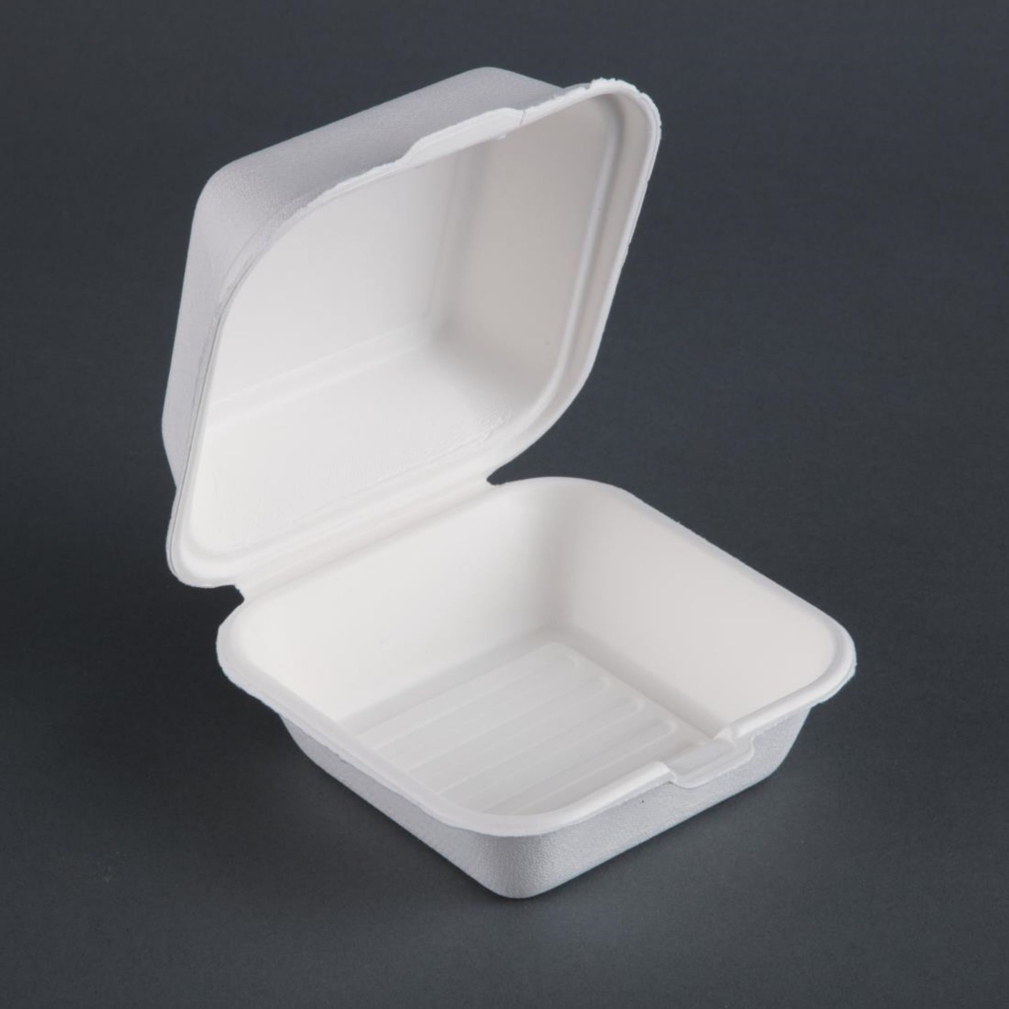Picture of Fiesta Compostable Bagasse Burger Boxes with Bottom Ridges 153mm (Pack of 500)