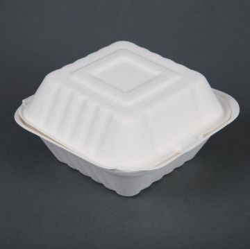 Picture of Fiesta Compostable Bagasse Burger Boxes with Side Ridges 152mm (Pack of 500)