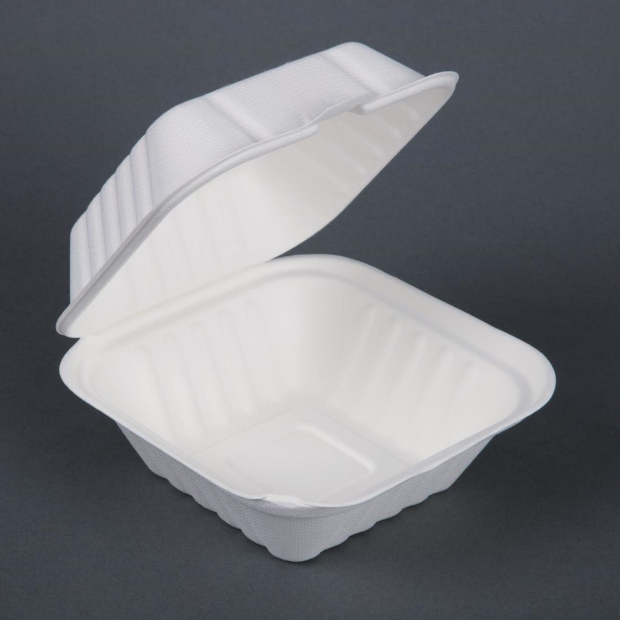 Picture of Fiesta Compostable Bagasse Burger Boxes with Side Ridges 152mm (Pack of 500)