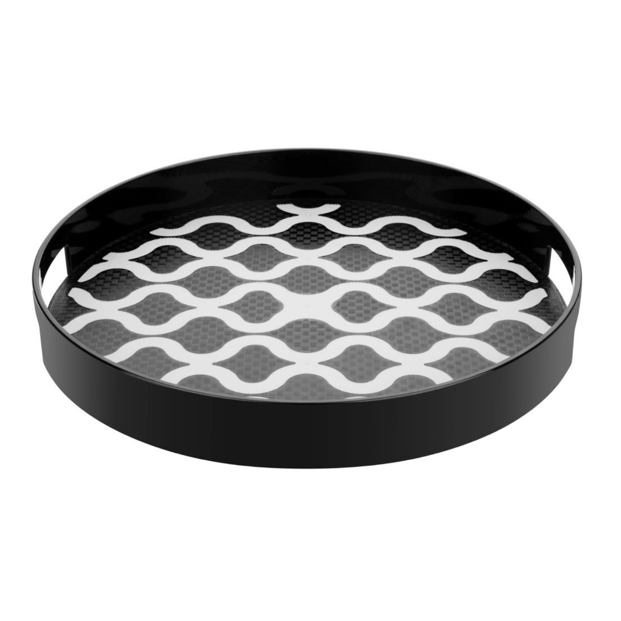 Picture of Olympia Kristallon Polycarbonate Round Non Slip Tray with Handles 300mm - DP664