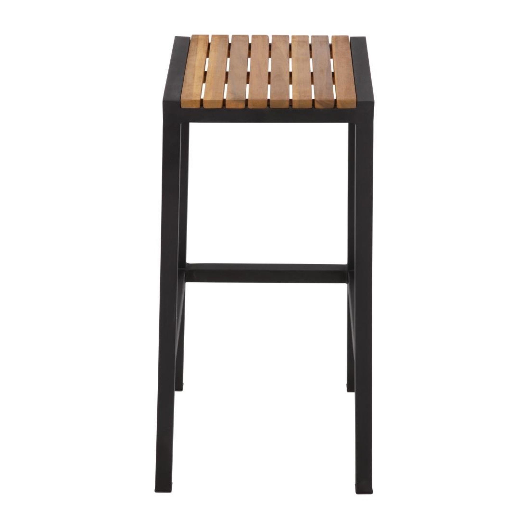 Picture of Bolero Black Steel & Acacia Wood Bar Stools (Pack of 2)
