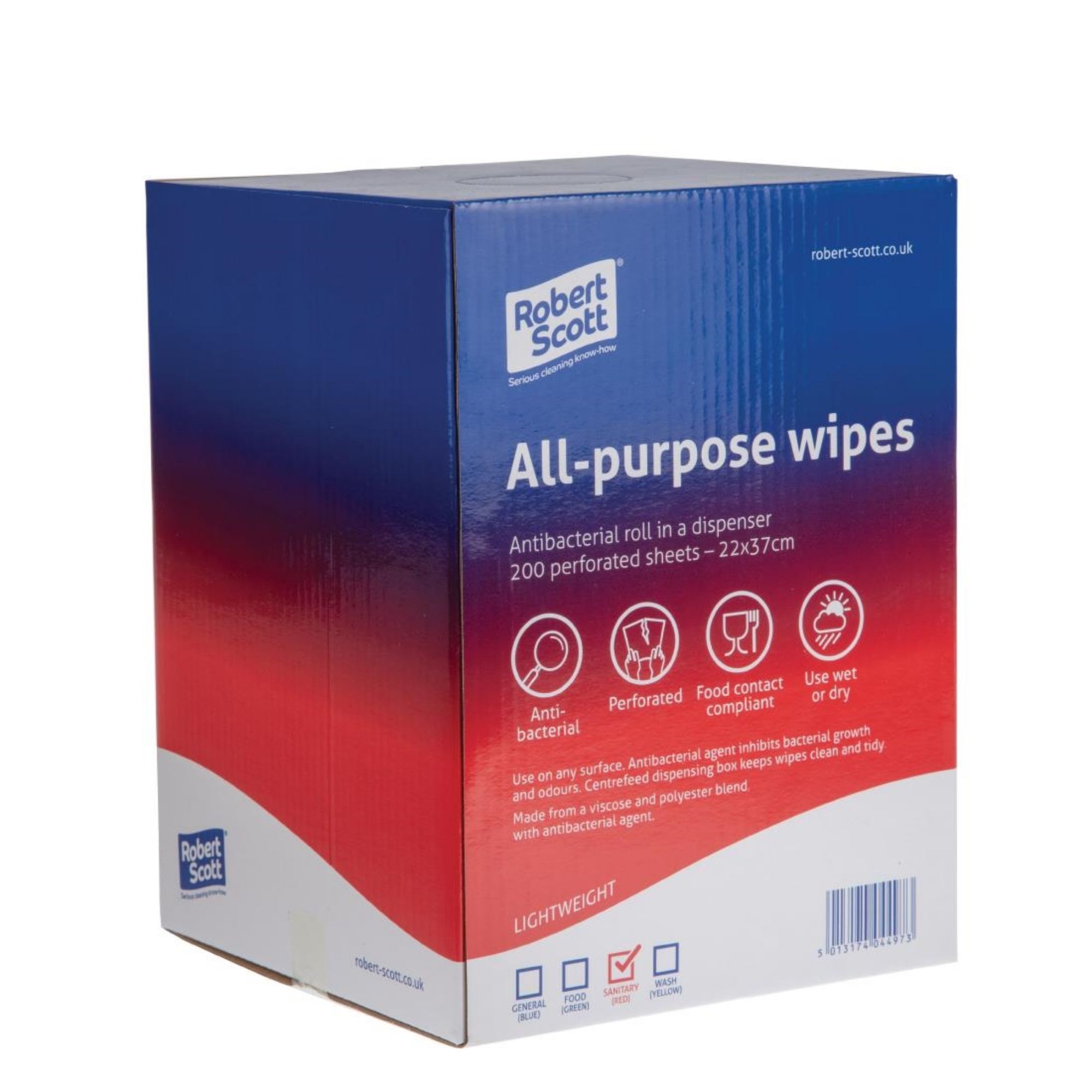 Picture of Robert Scott All-Purpose Antibacterial Cleaning Cloths Red (Pack of 200)
