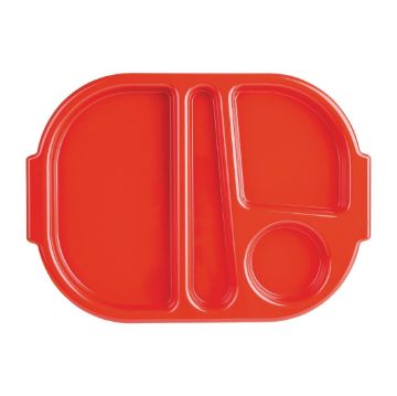 Picture of Olympia Kristallon Small Polycarbonate Compartment Food Trays Red 322mm