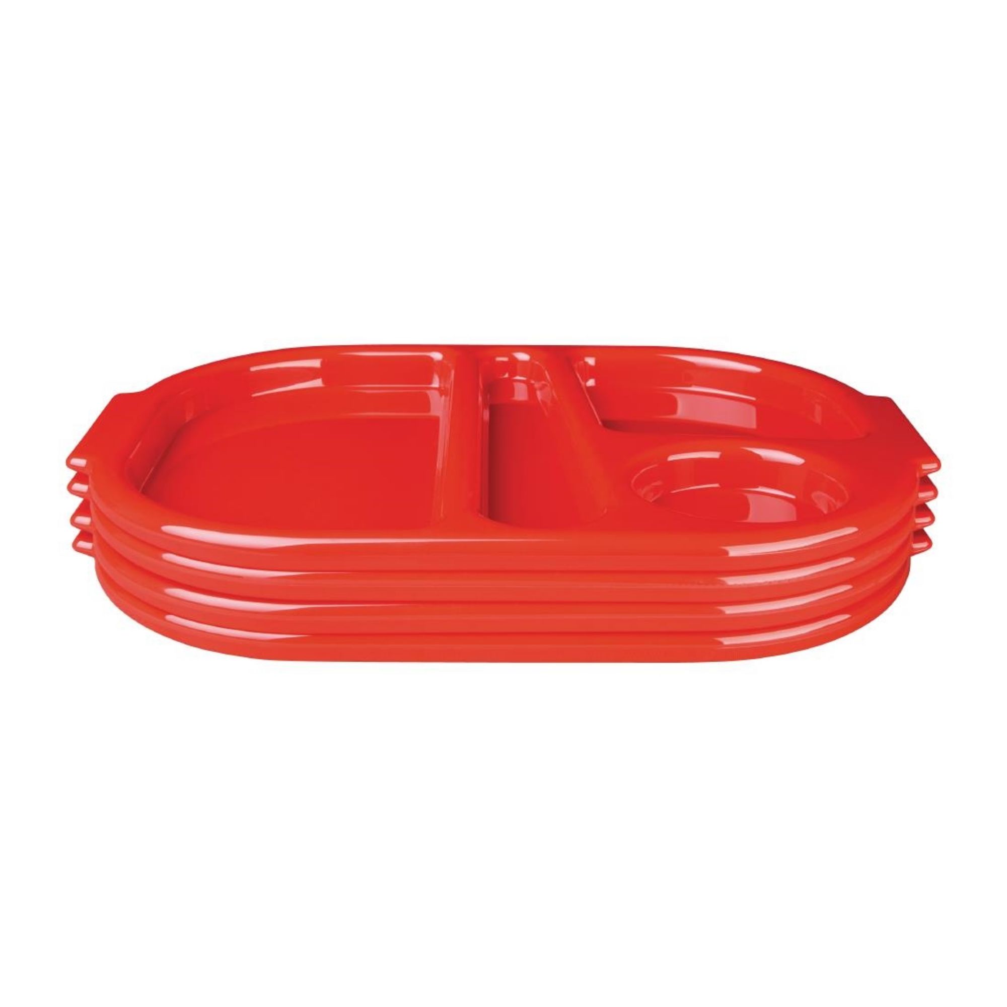 Picture of Olympia Kristallon Small Polycarbonate Compartment Food Trays Red 322mm