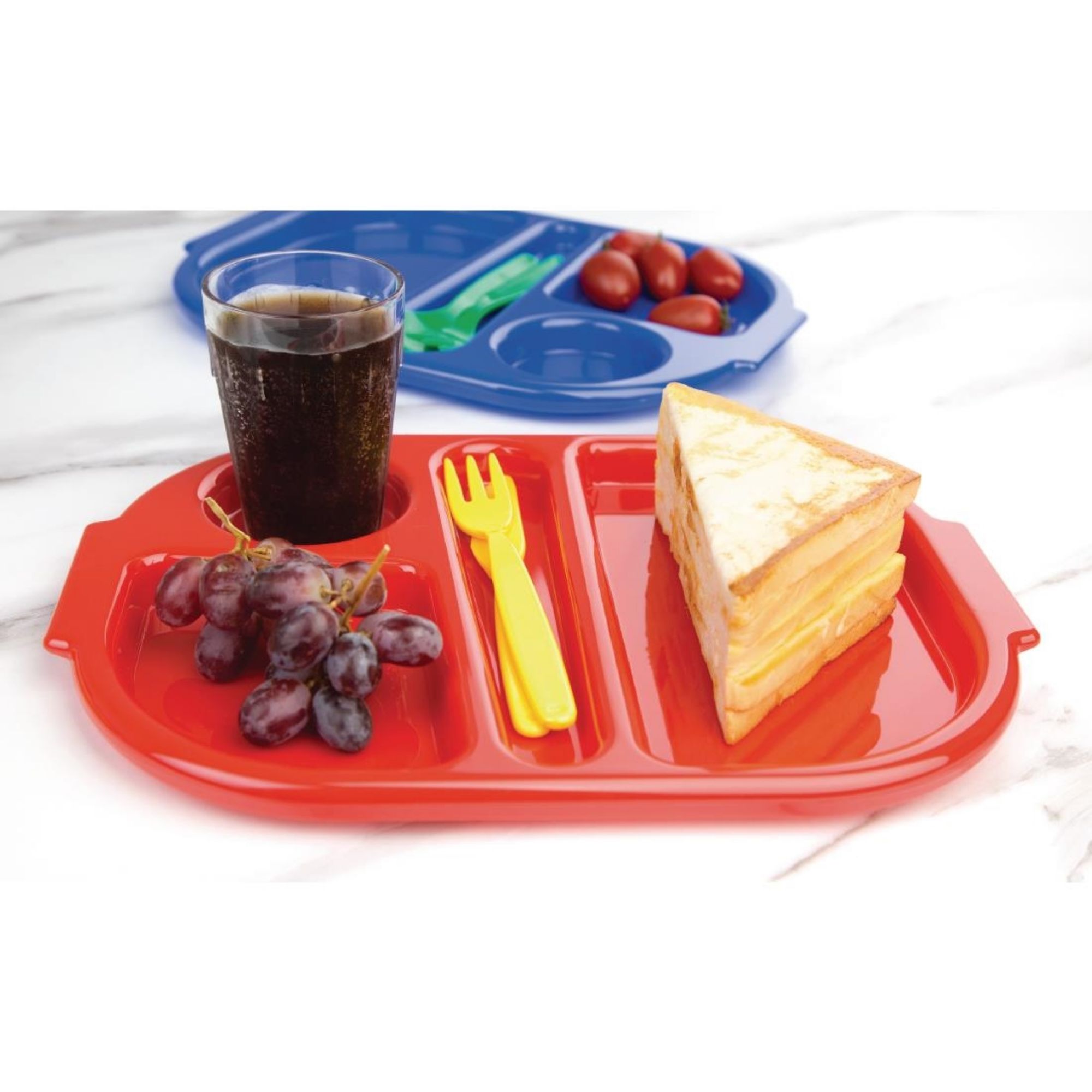Picture of Olympia Kristallon Small Polycarbonate Compartment Food Trays Red 322mm