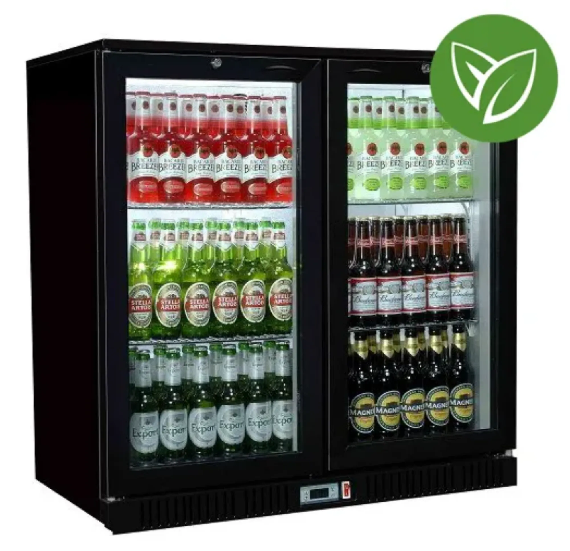 Picture of Sterling Pro Green SP2HC-BH Black Hinged Double Door Bottle Cooler 192 Ltrs / 180 Bottles - SP2HC-BH