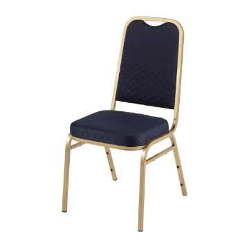 Picture of Bolero Square Back Banquet Chairs Blue & Gold (Pack of 4)