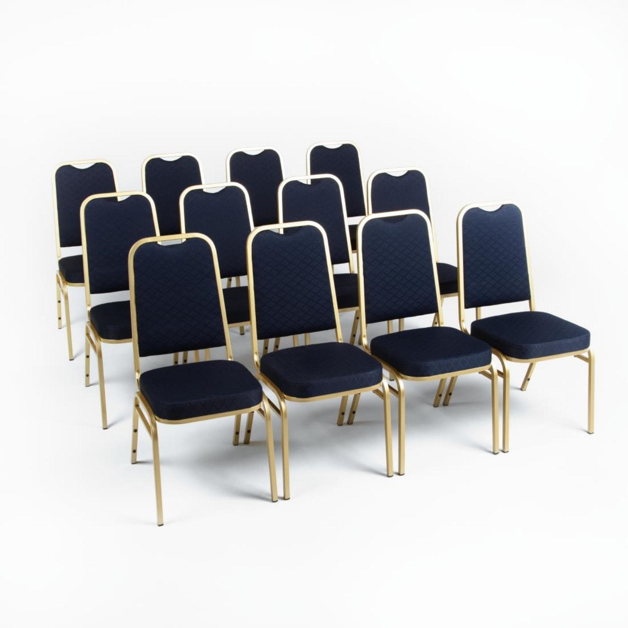 Picture of Bolero Square Back Banquet Chairs Blue & Gold (Pack of 4)