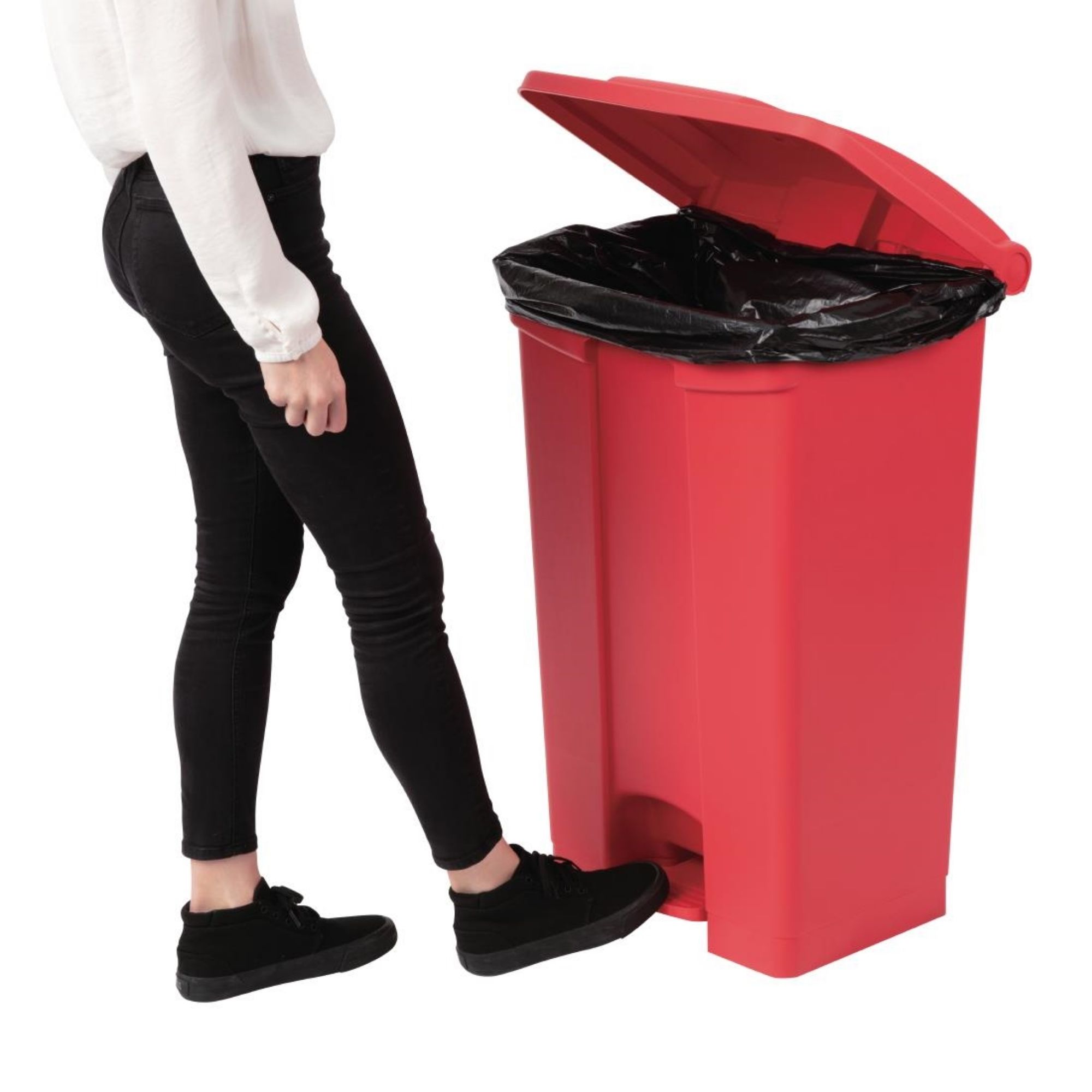 Picture of Jantex Kitchen Pedal Bin Red 87Ltr