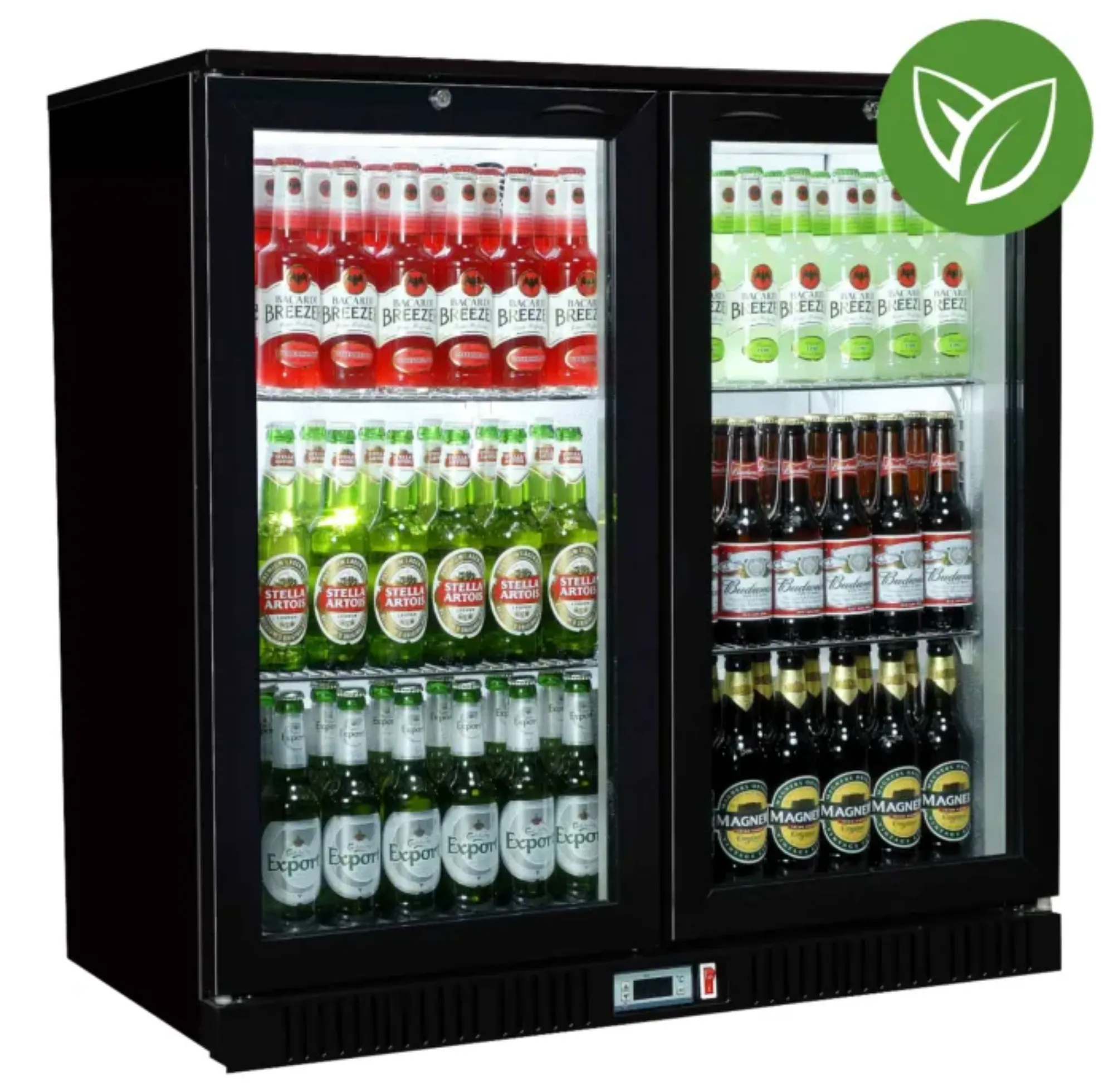 Picture of Sterling Pro Green SP2HC-BS Black Sliding Double Door Bottle Cooler 192 Ltrs / 180 Bottles - SP2HC-BS