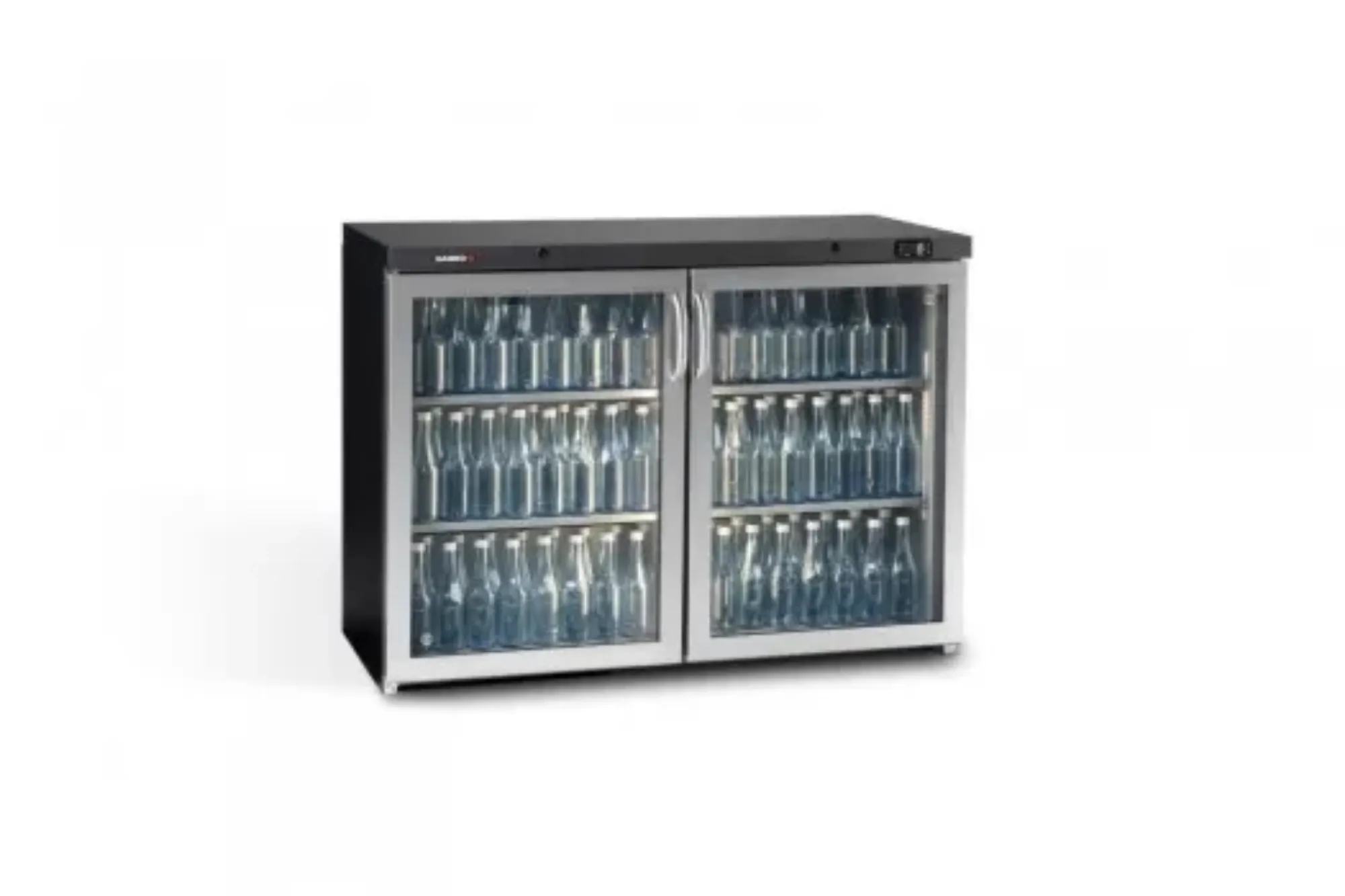 Picture of Gamko Maxiglass MG3/275GCS Hinged Double Stainless Steel Frame Glass Door Undercounter Bottle Cooler 275 Litres - MG3-275GCS