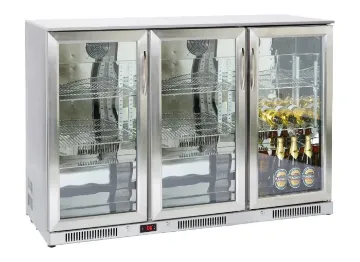 Picture of Economy Ecomy NT3ST-HC Stainless Steel Hinged Triple Door Bottle Cooler 300 Litres