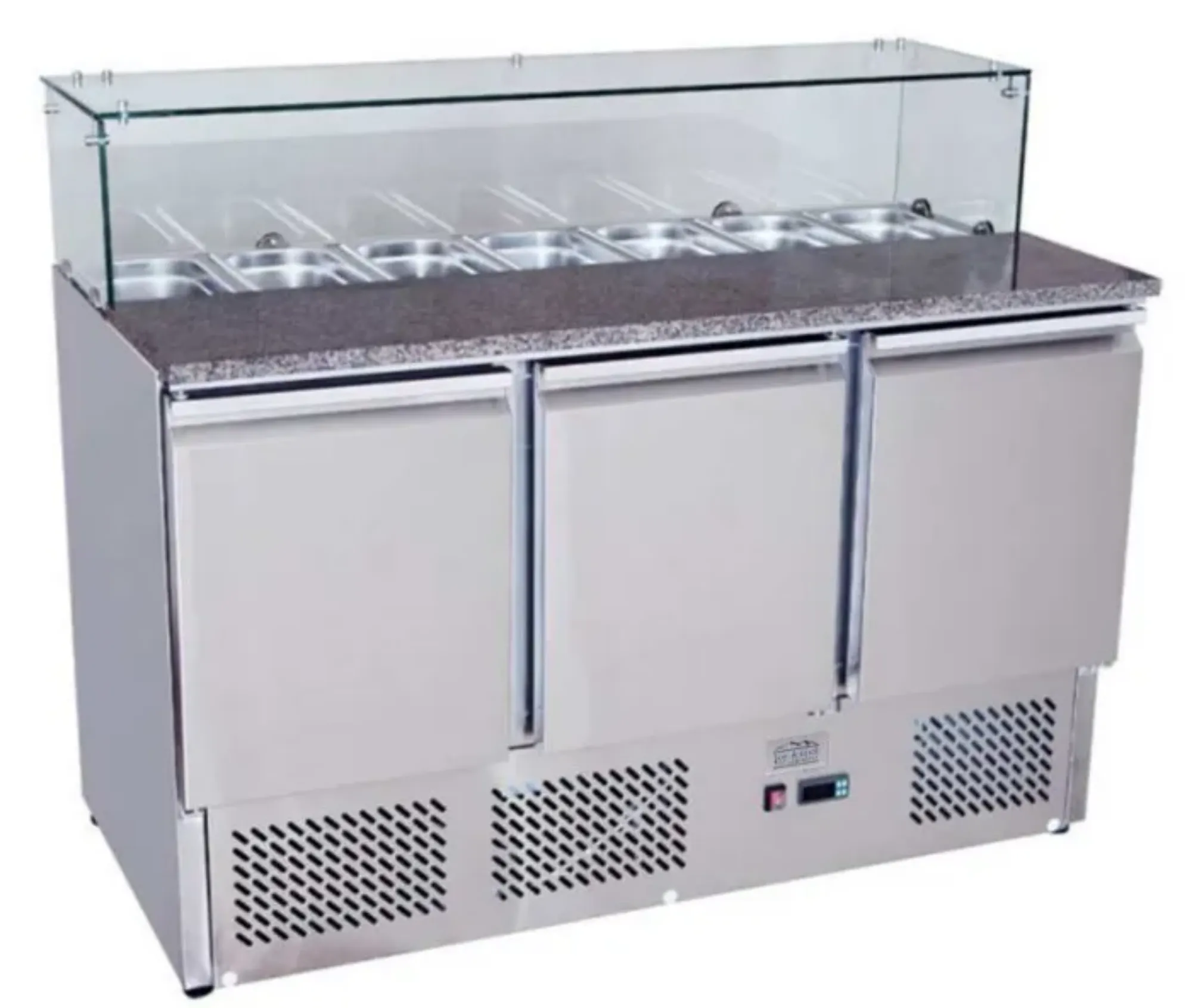 Picture of Ice-A-Cool ICE3864GR 3 Door Marble Top Saladette Counter 380 Litres - ICE3864GR