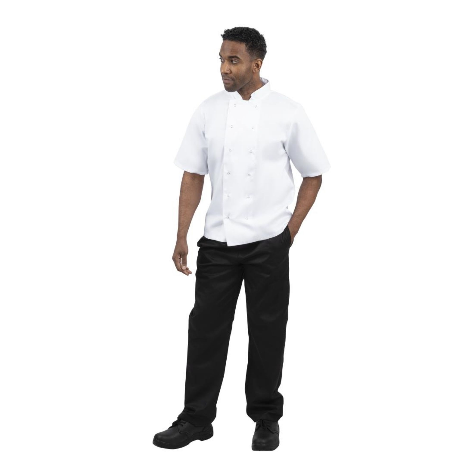 Picture of Whites Boston Unisex Short Sleeve Chefs Jacket White Medium (5 Pack)