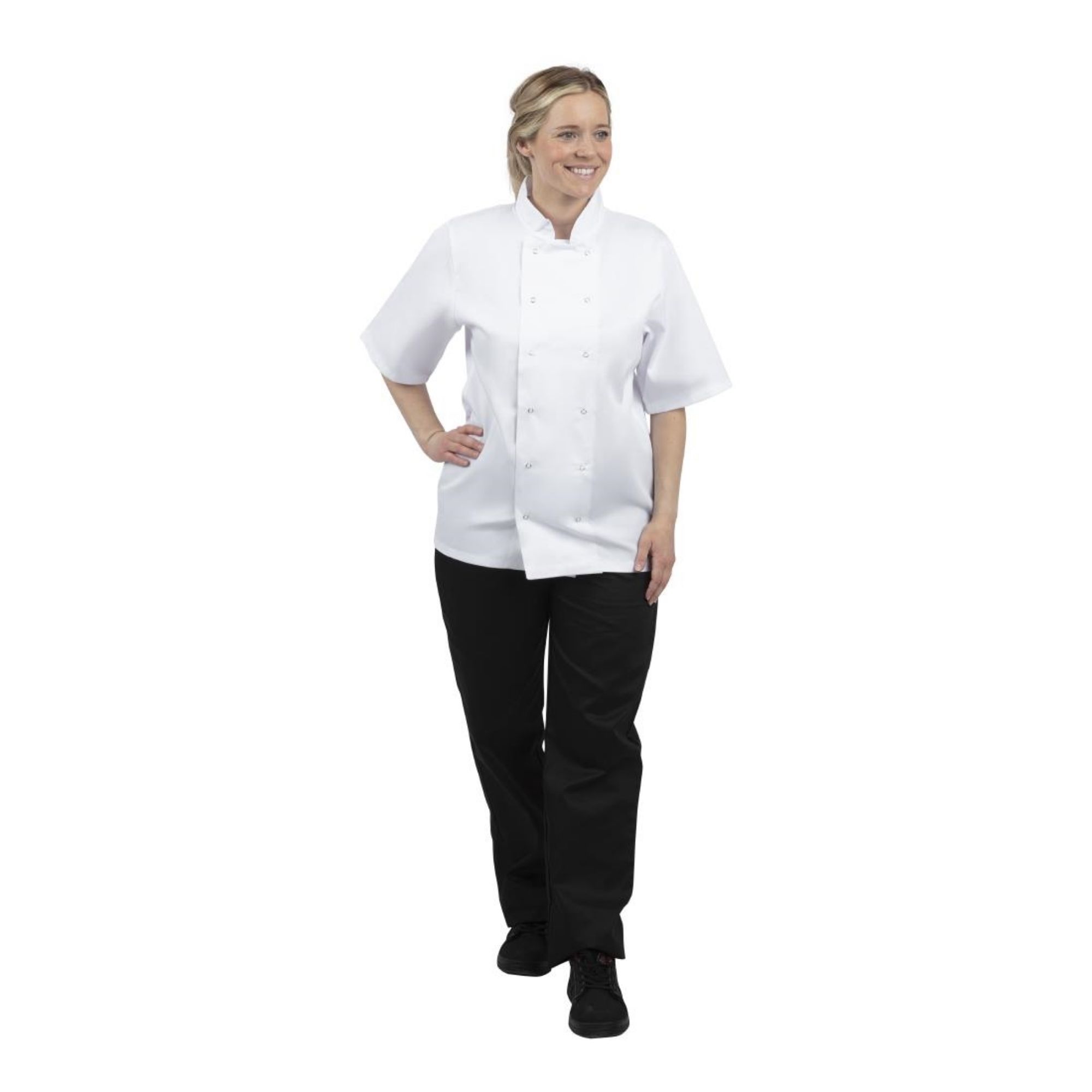Picture of Whites Boston Unisex Short Sleeve Chefs Jacket White Medium (5 Pack)