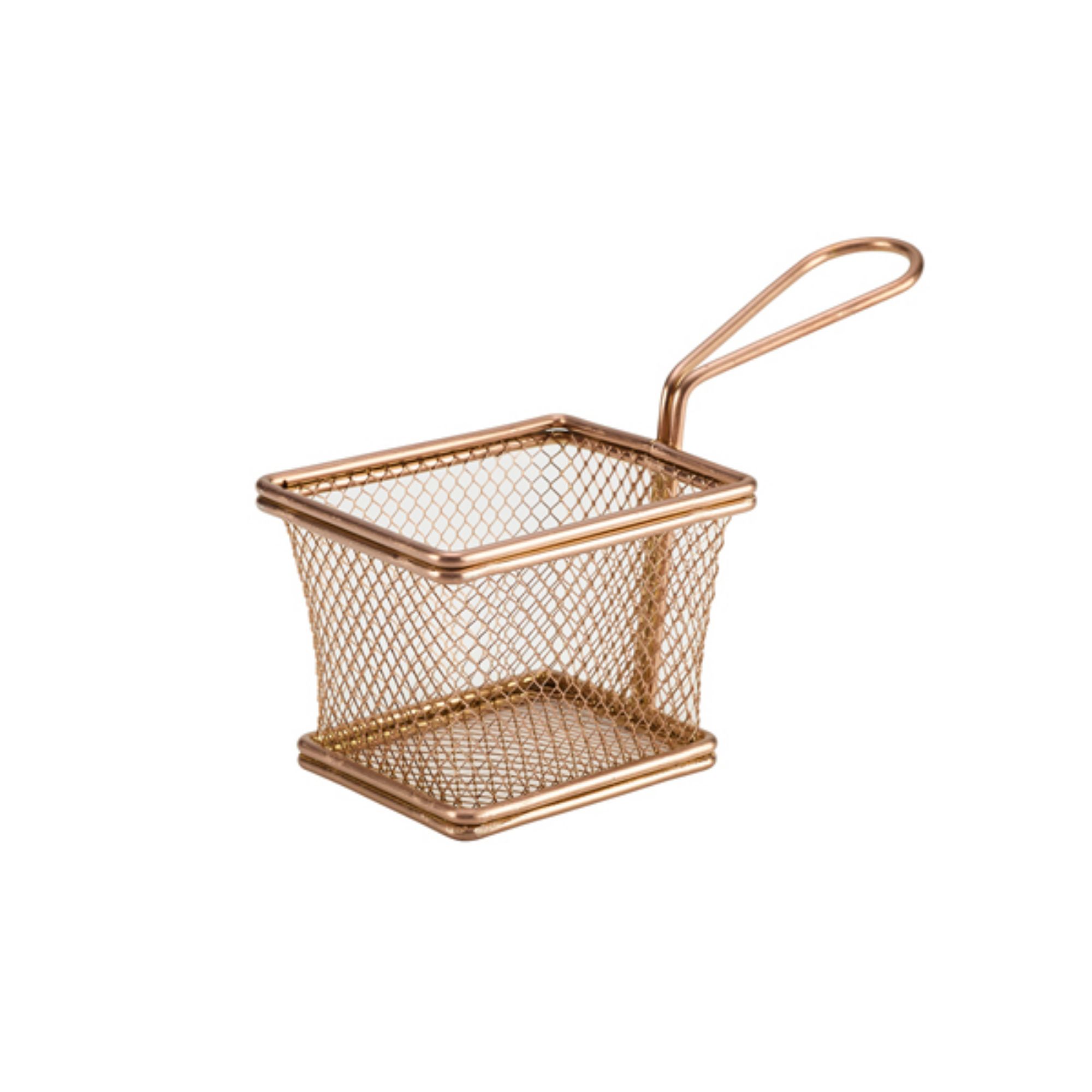 Picture of Copper Serving Fry Basket Rectangular 10 x 8 x 7.5cm - Pack of 6 - SVB1008C