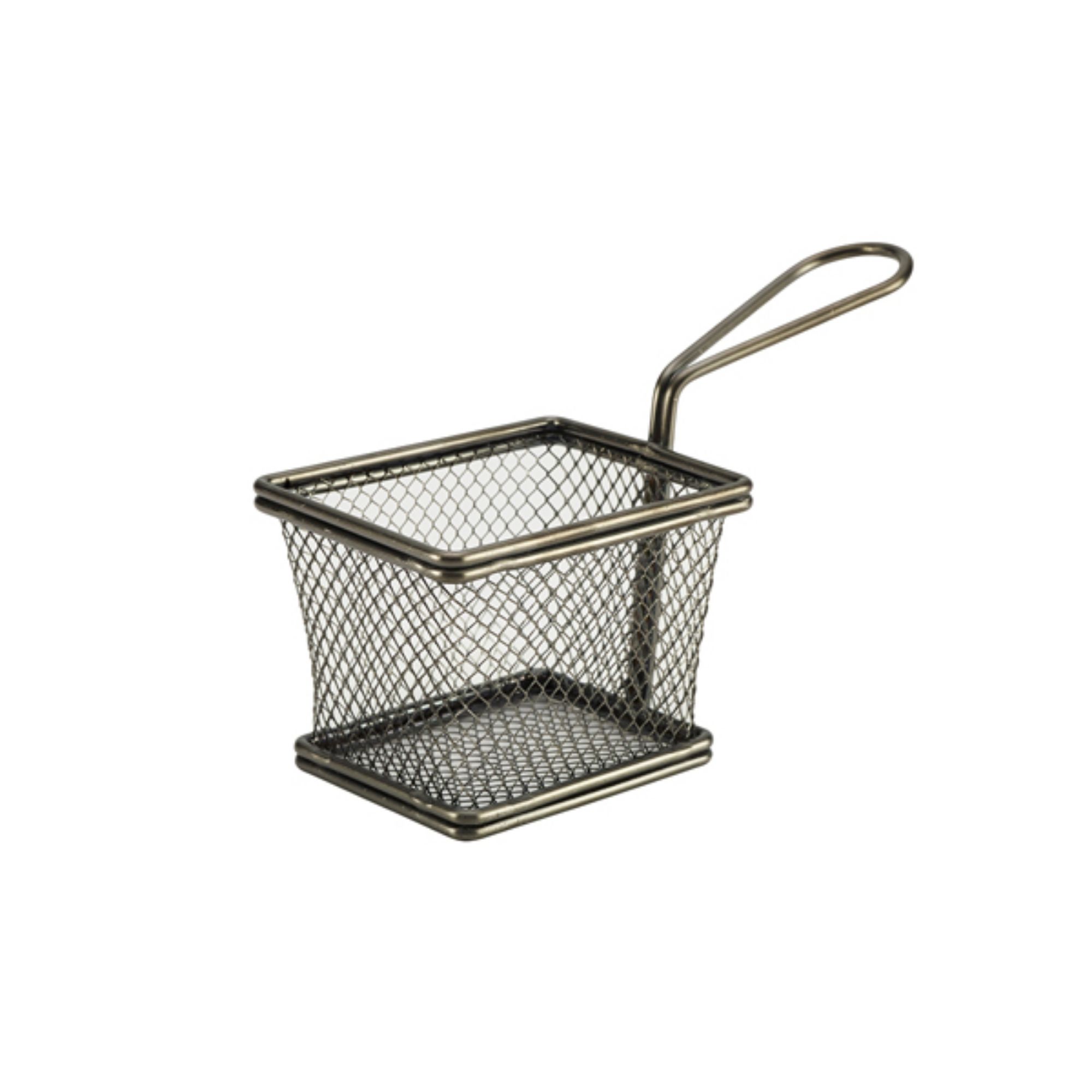 Picture of Black Serving Fry Basket Rectangular 10 x 8 x 7.5cm - Pack of 6 - SVB1008BK