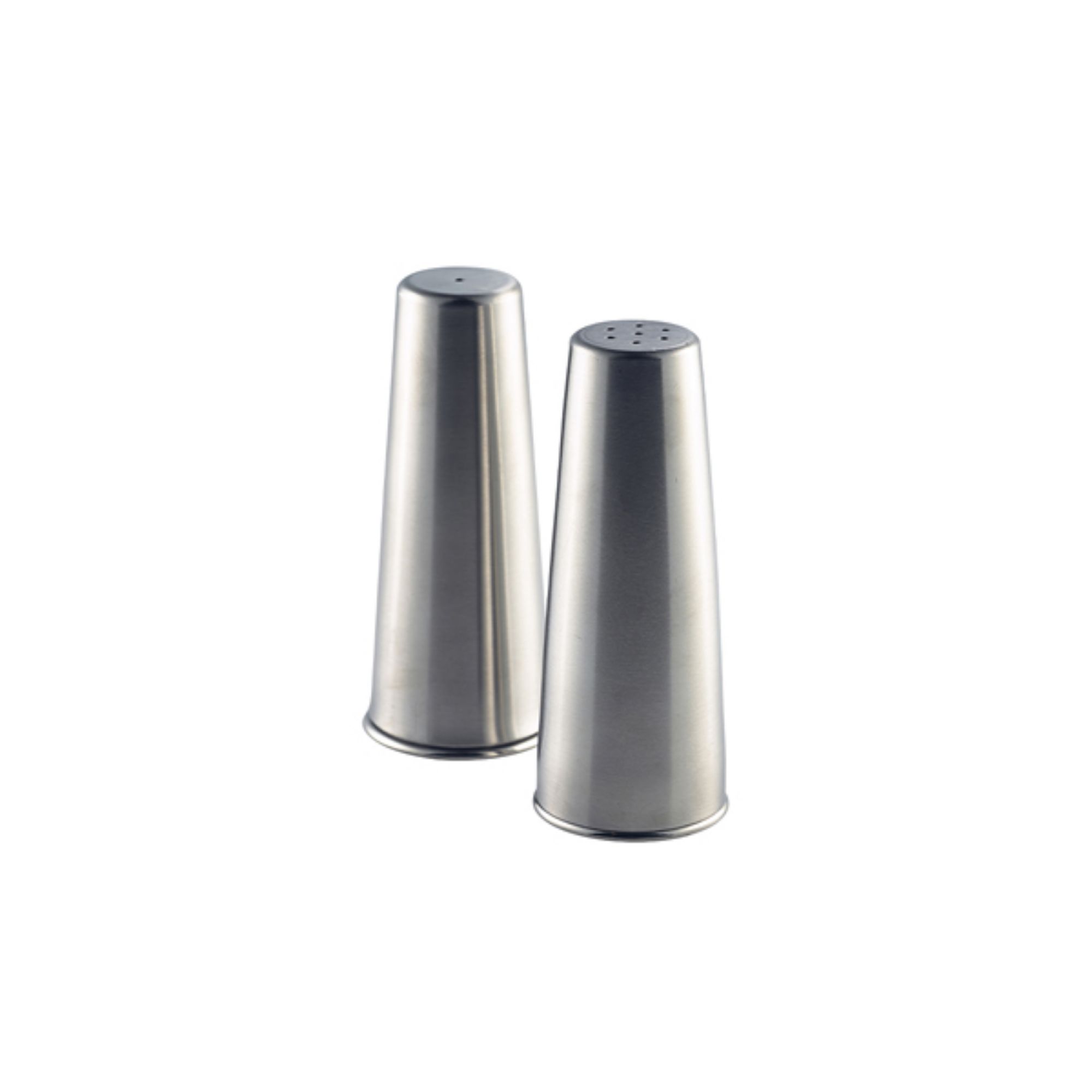 Picture of Genware Stainless Steel Conical Salt & Pepper Set - Pack of 12 - 63612
