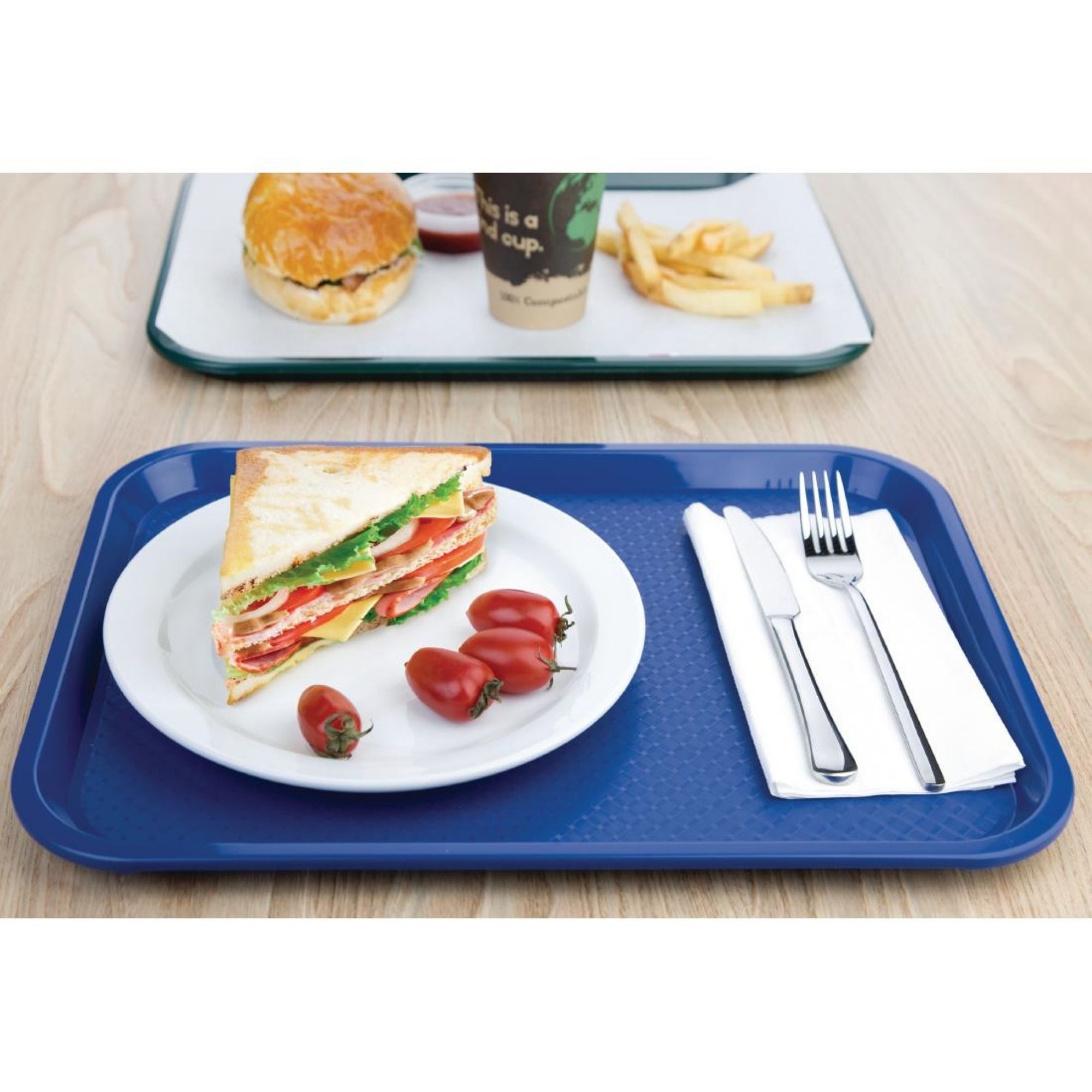 Picture of Olympia Kristallon Polypropylene Fast Food Tray Blue Medium 415mm