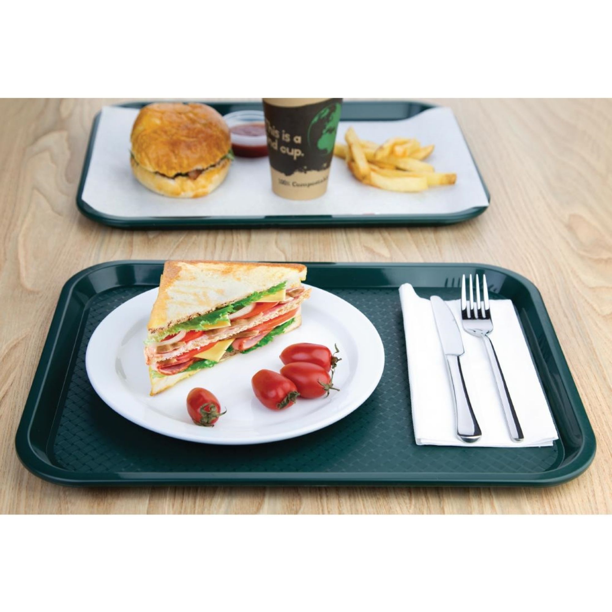 Picture of Olympia Kristallon Medium Polypropylene Fast Food Tray Green 415mm