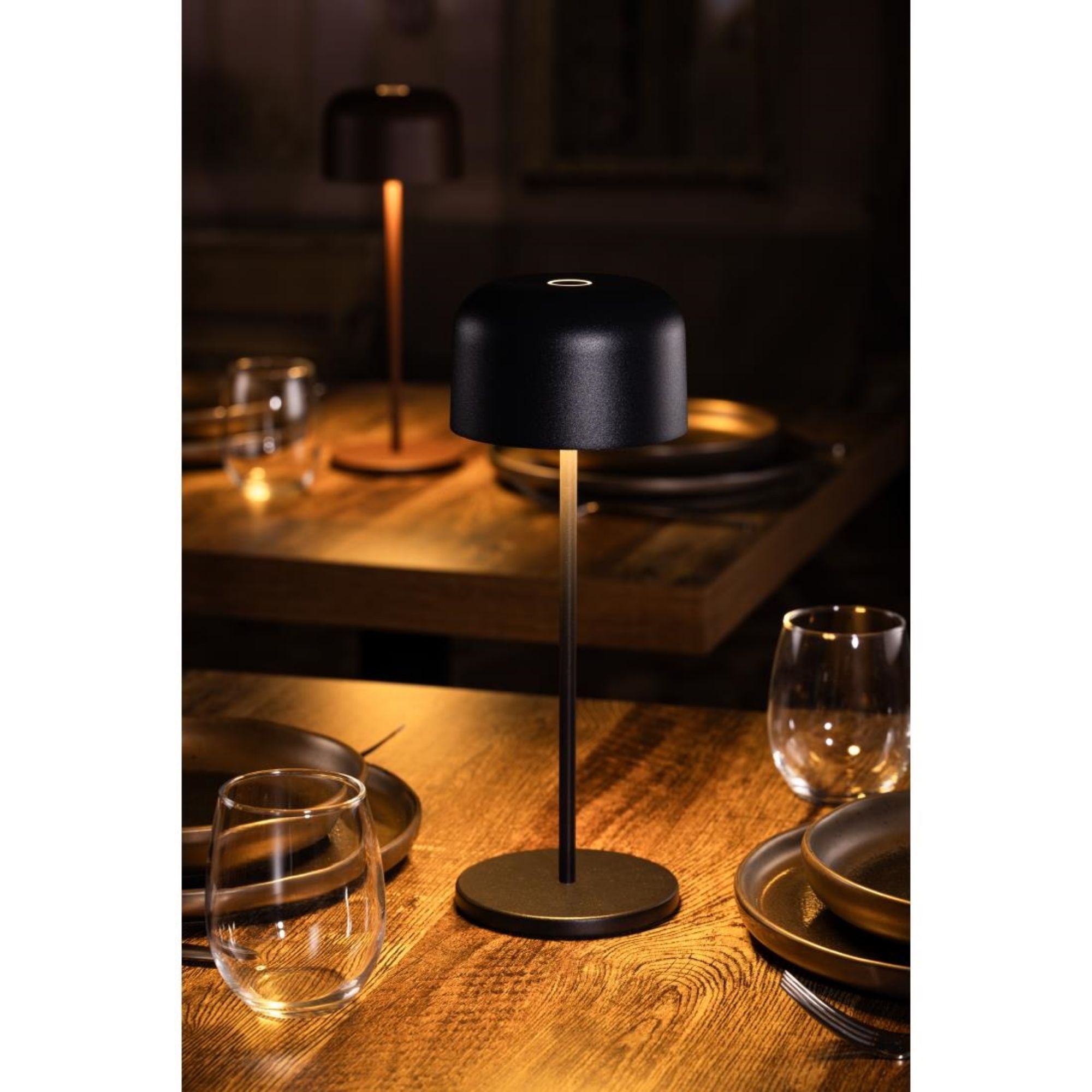 Picture of Olympia Siena Table Lamp Round Dome Black 300mm