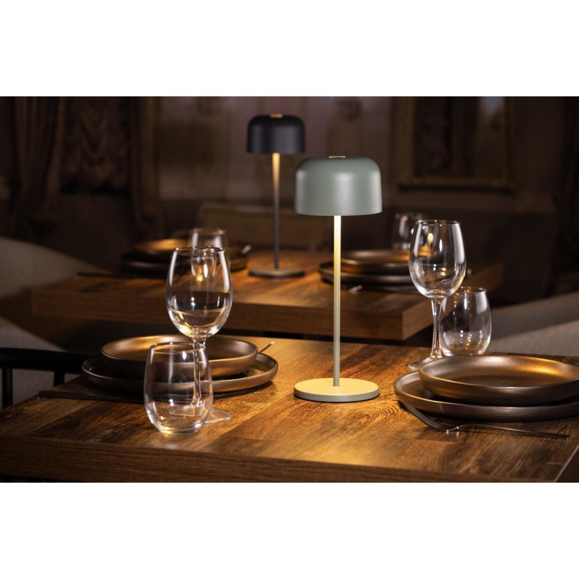 Picture of Olympia Siena Table Lamp Round Dome Sage 300mm