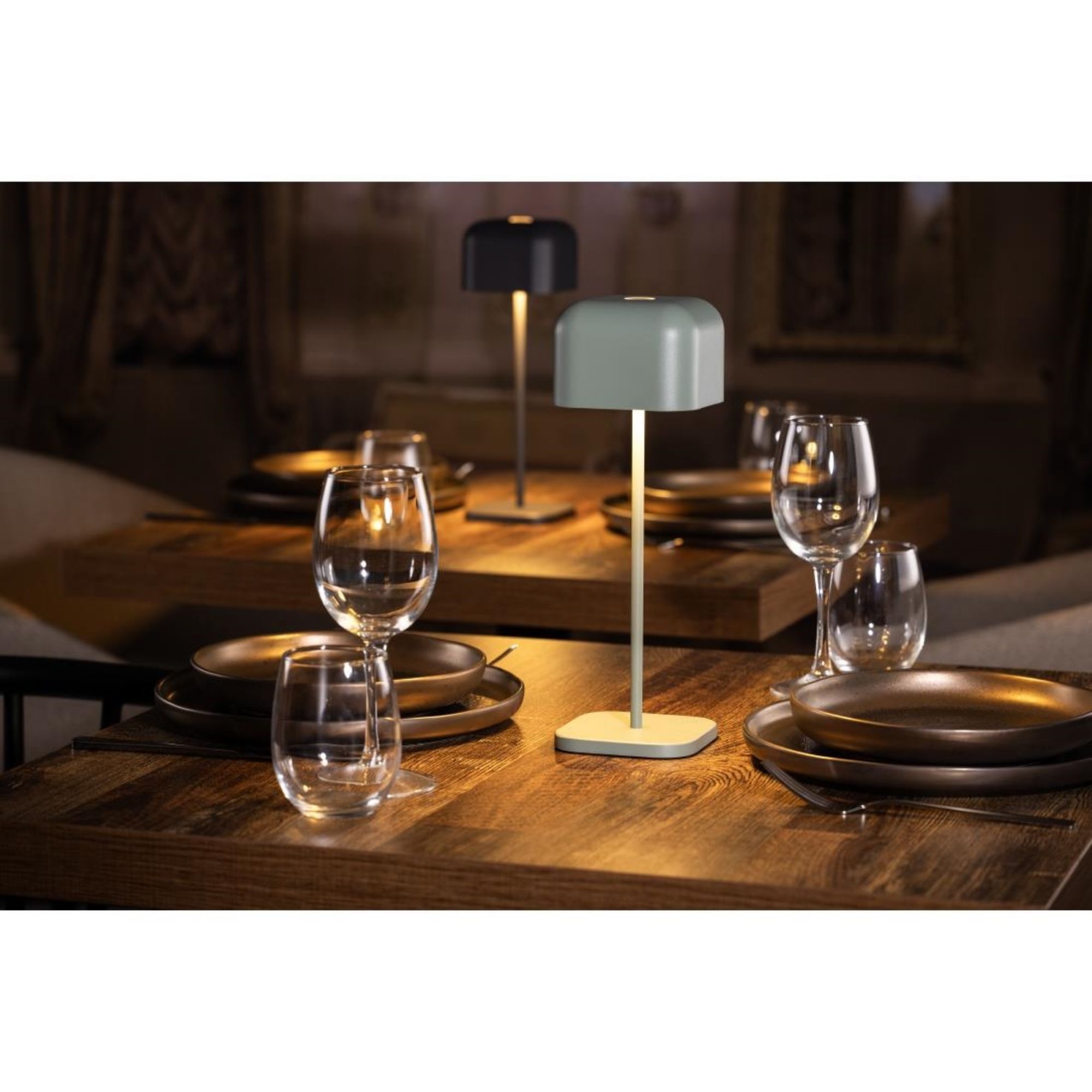 Picture of Olympia Lucca Table Lamp Squared Dome Sage 300mm