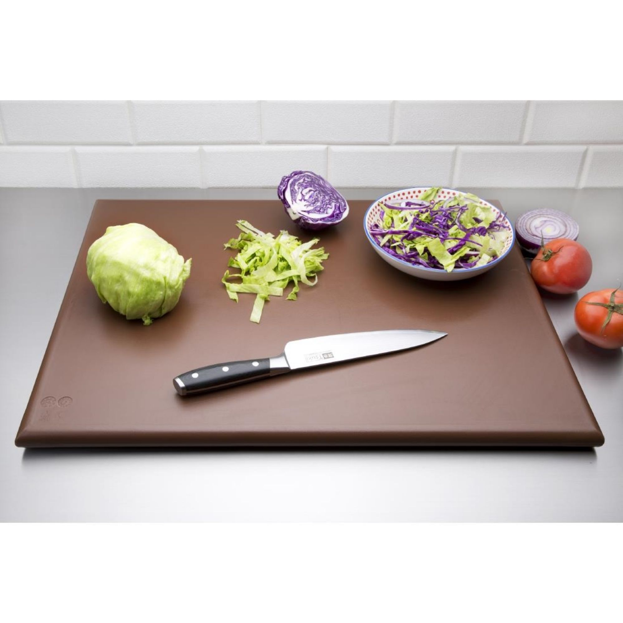 Picture of Hygiplas Thick High Density Brown Chopping Board Large 600x450x25mm