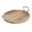 Picture of Olympia Round Dish Acacia Wood With Metal Handles 345x305x80mm - HX388